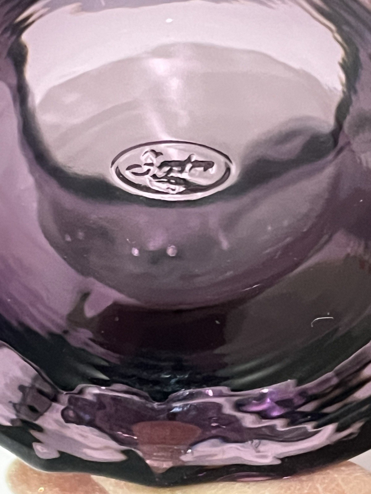VTG Fenton Royal Purple Amethyst Ruffled Edge Glass Rose Bowl Vase 3.25″ Tall