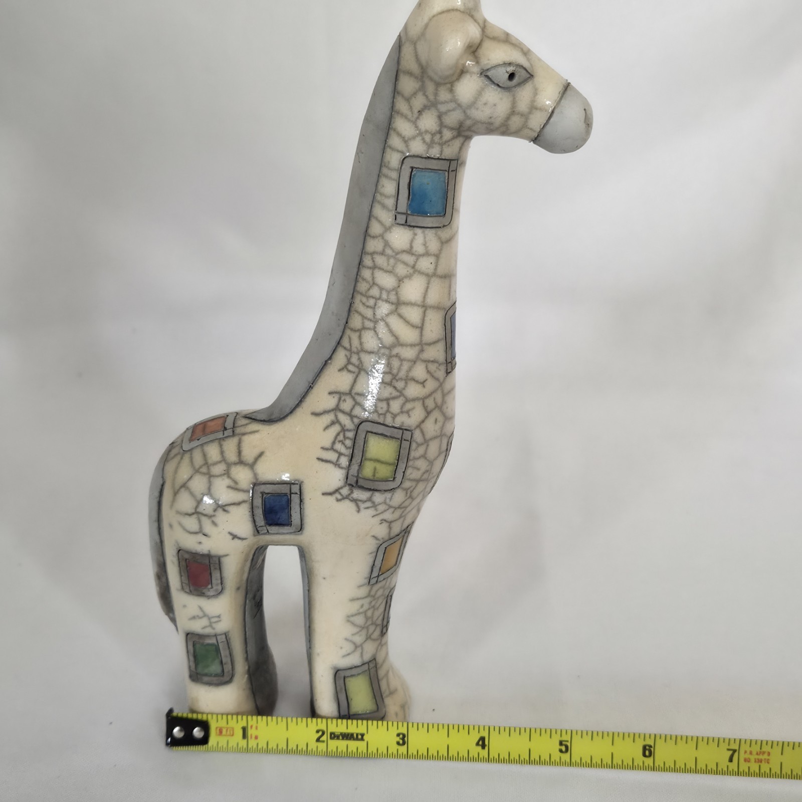 Fenix Raku Pottery Giraffe Sculpture Figurine Signed LM