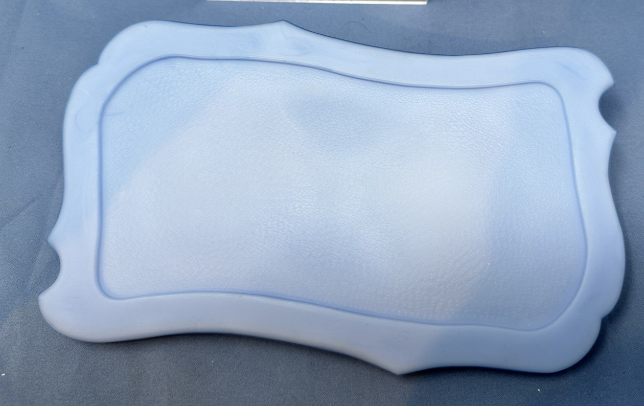 Imperial Glass Co ATLANTIS Shell & sand Split Box Satin finish Baby Blue sticker