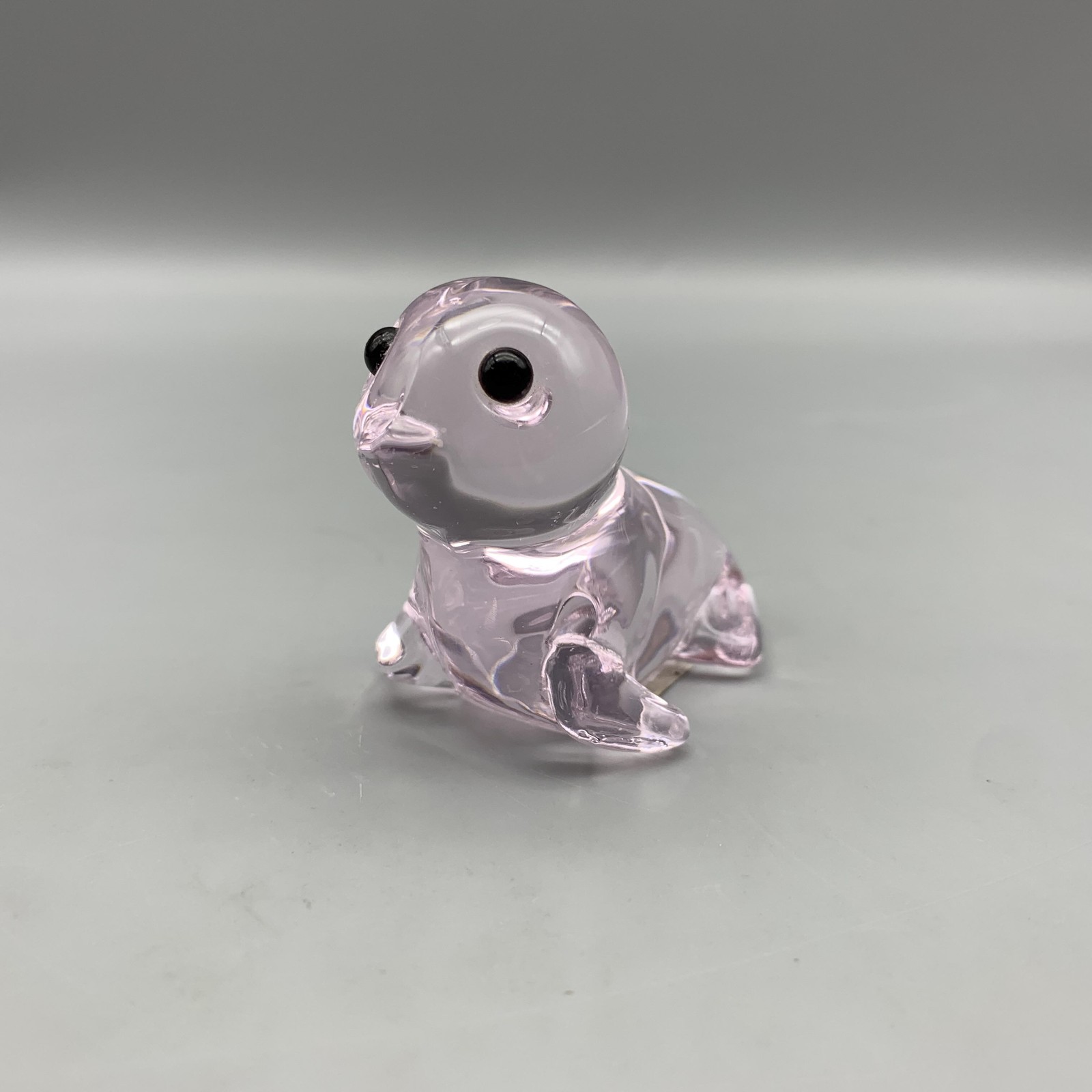 Vintage Oneida Pink Seal Figurine 24% Lead Crystal Art Glass Small Paperweight