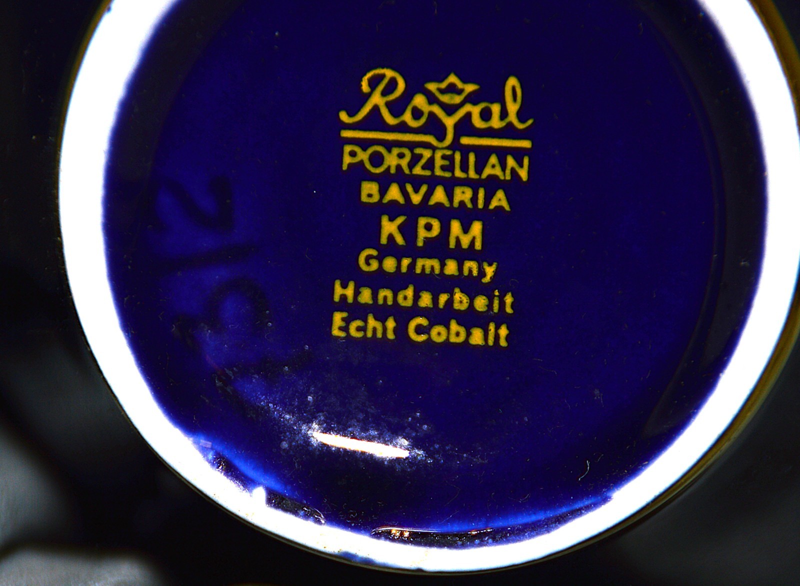 Small Lid Vase Cobalt Gold, Flowers, Royal KPM, 20.5 Cm