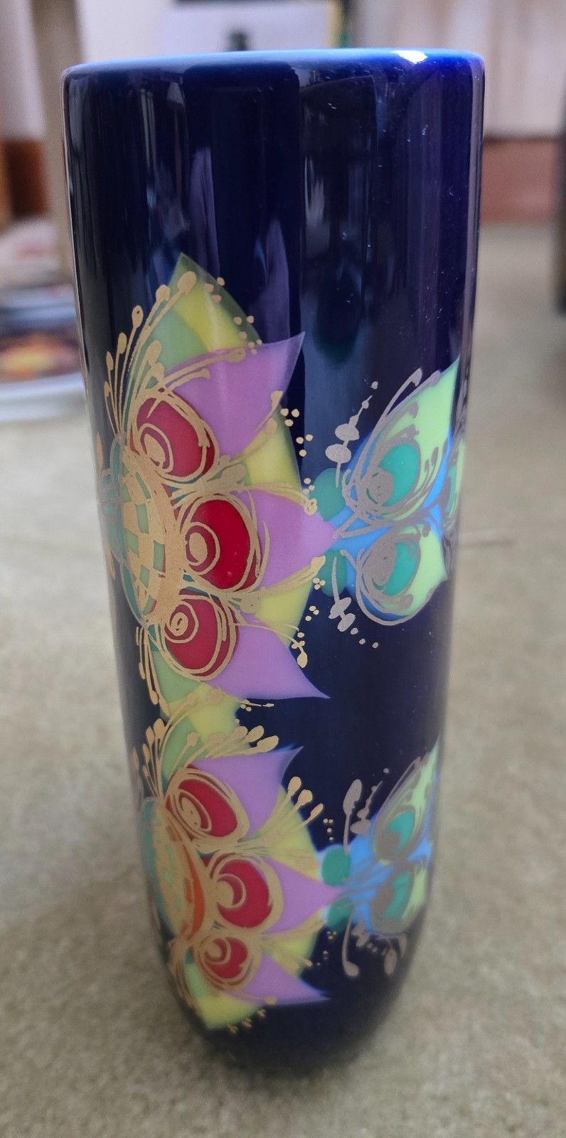 Bjørn Wiinblad Rosenthal Studio-Line Cobalt Porcelain Vase 7” Signed
