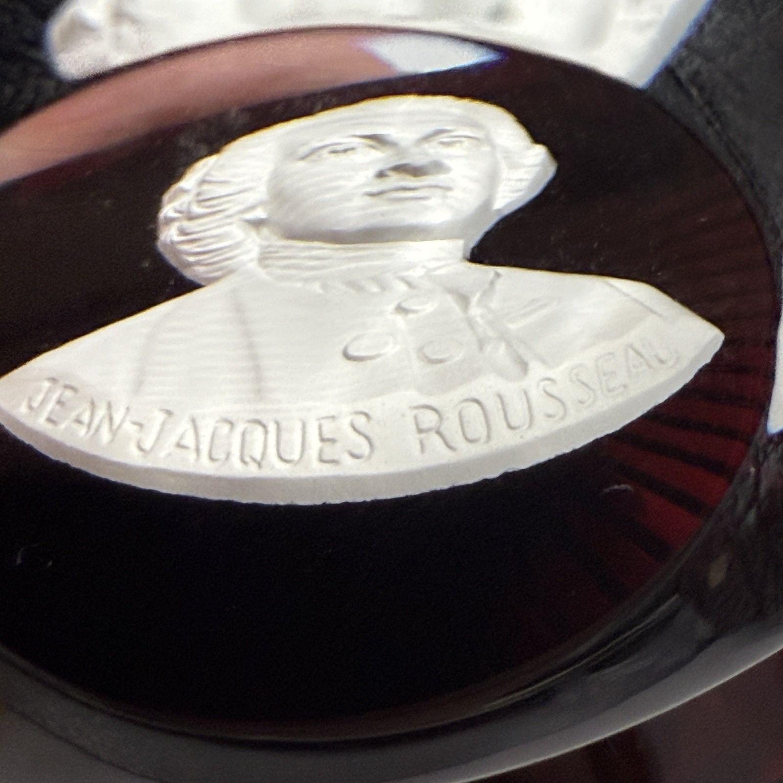 Baccarat France Franklin Mint Crystal Paperweight Adams Rousseau Jefferson Cameo