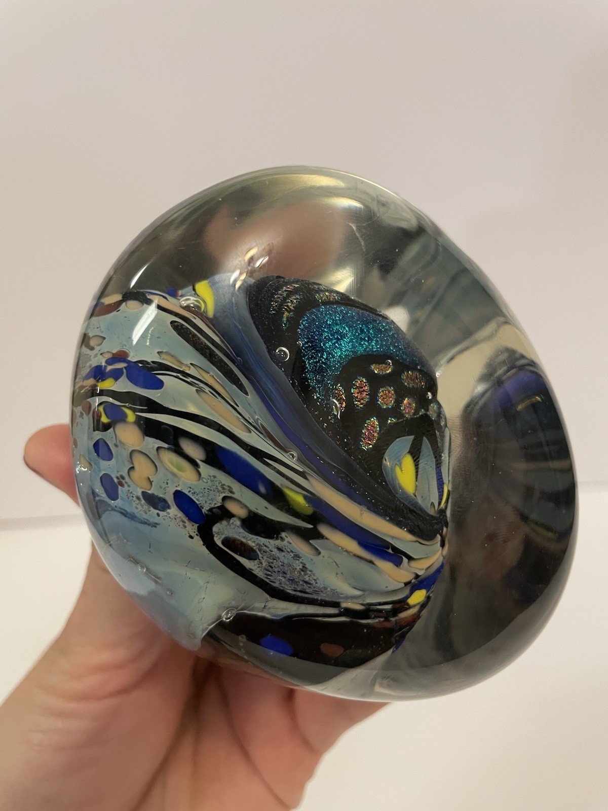 Vintage Art Glass Sculpture Signed Paperweight Undated