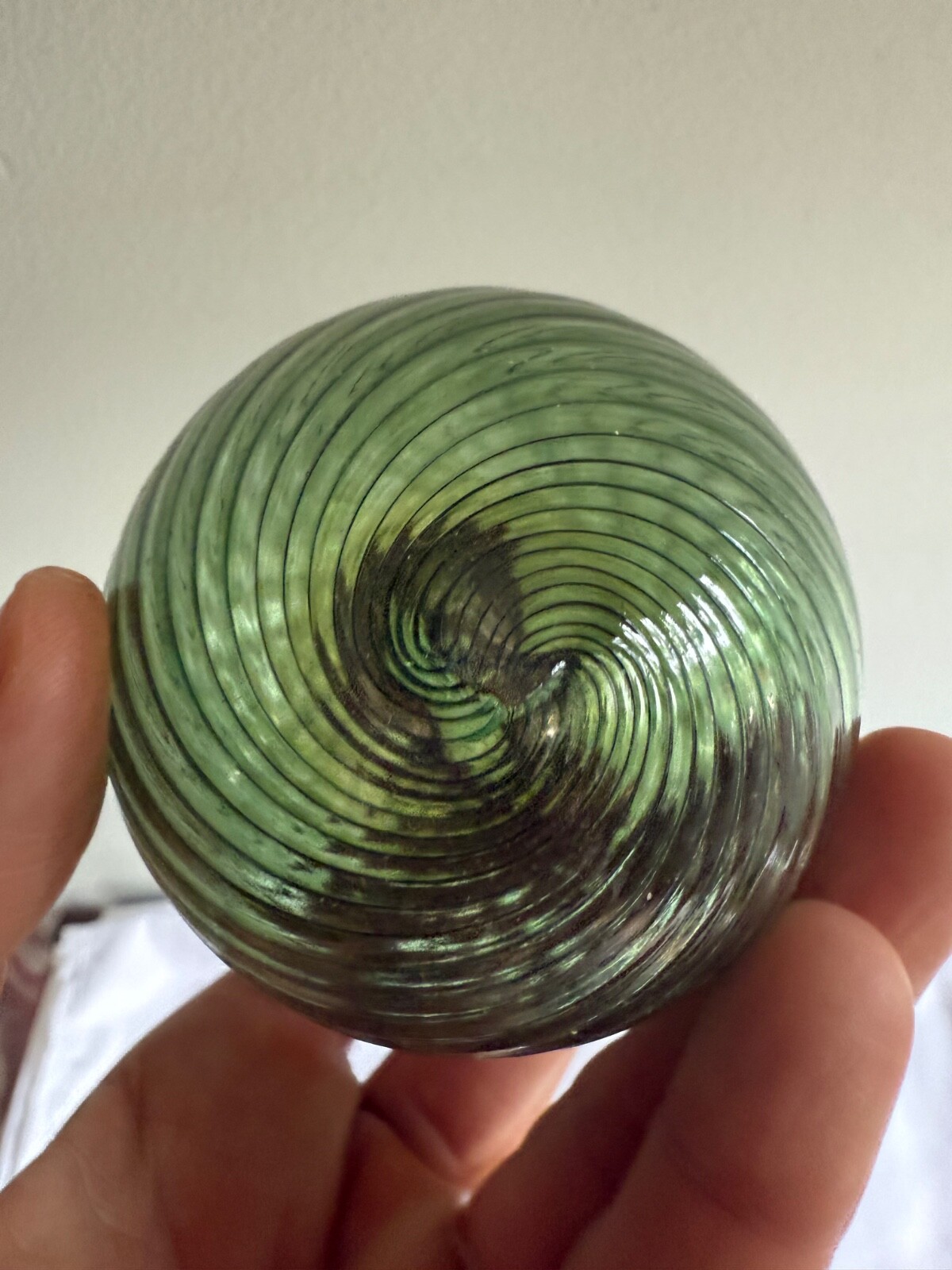 Hand Blown Art Glass Ball approx. 4” Suncatcher Green Artisan Glass ornament
