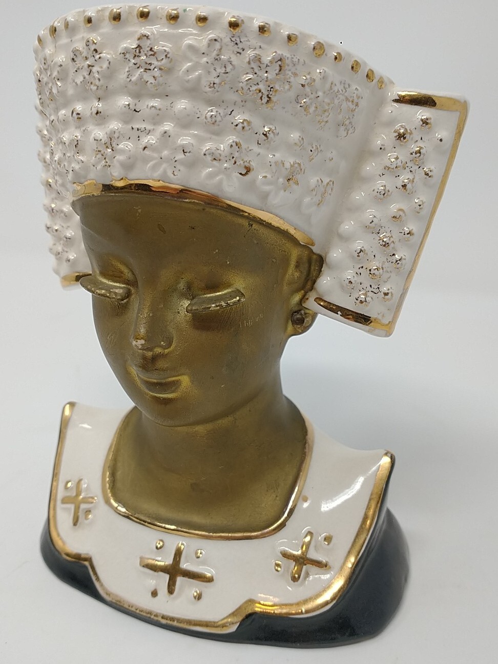 Vintage Royal Sealy Egyptian Queen Nefertiti Lady Woman Head Bust Vase, Cracked