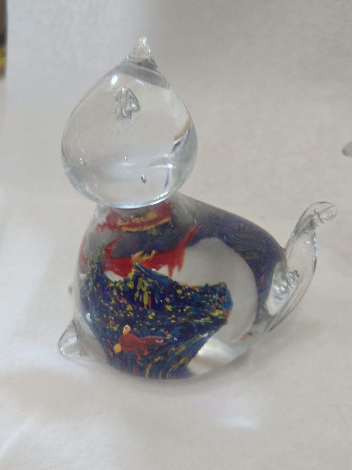 Murano Style Millefiori Art Glass Cat Figurines Lot Of Two Art Glass 4.5-4.75in