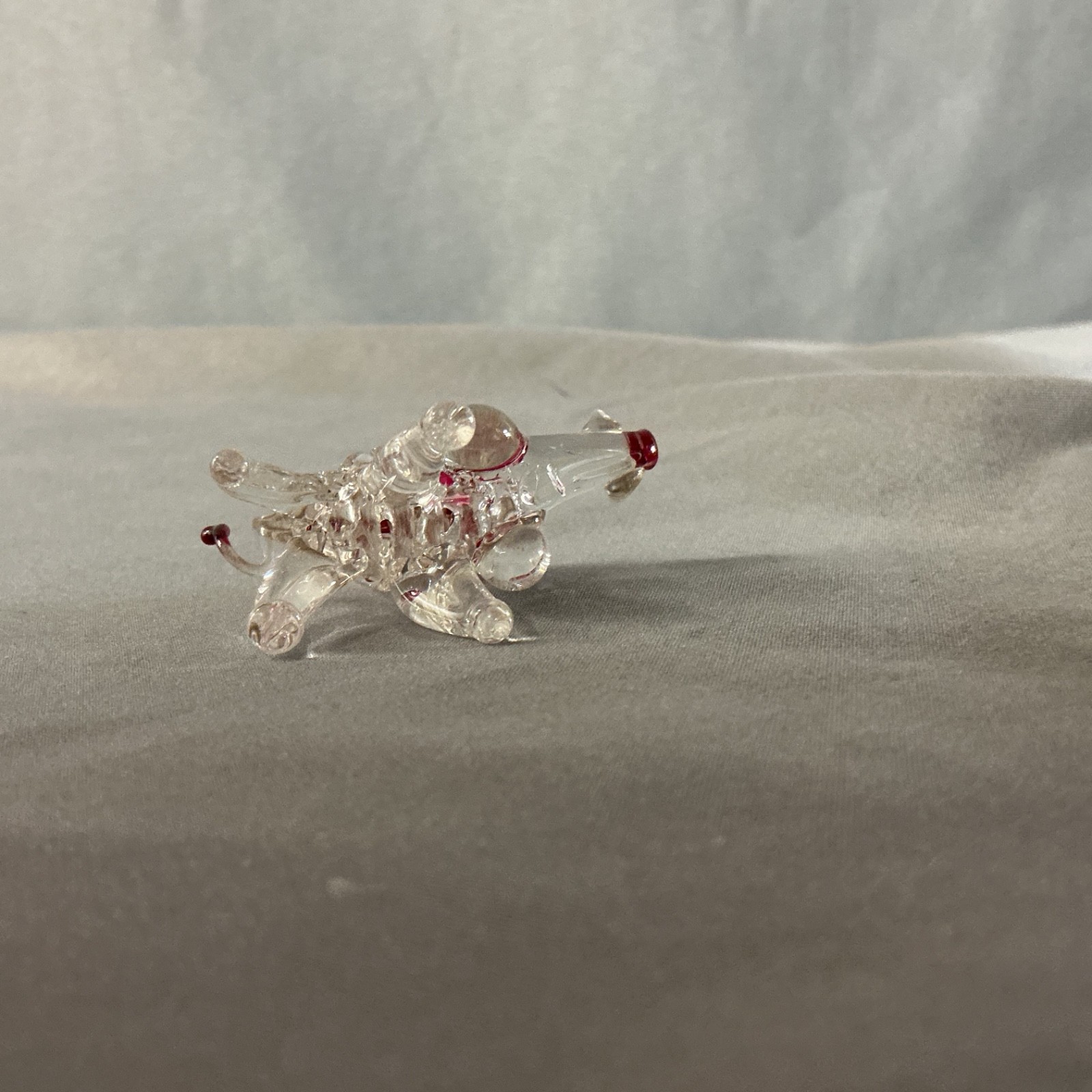 Hand Blown Miniature Glass Figure Red White Wild Boar