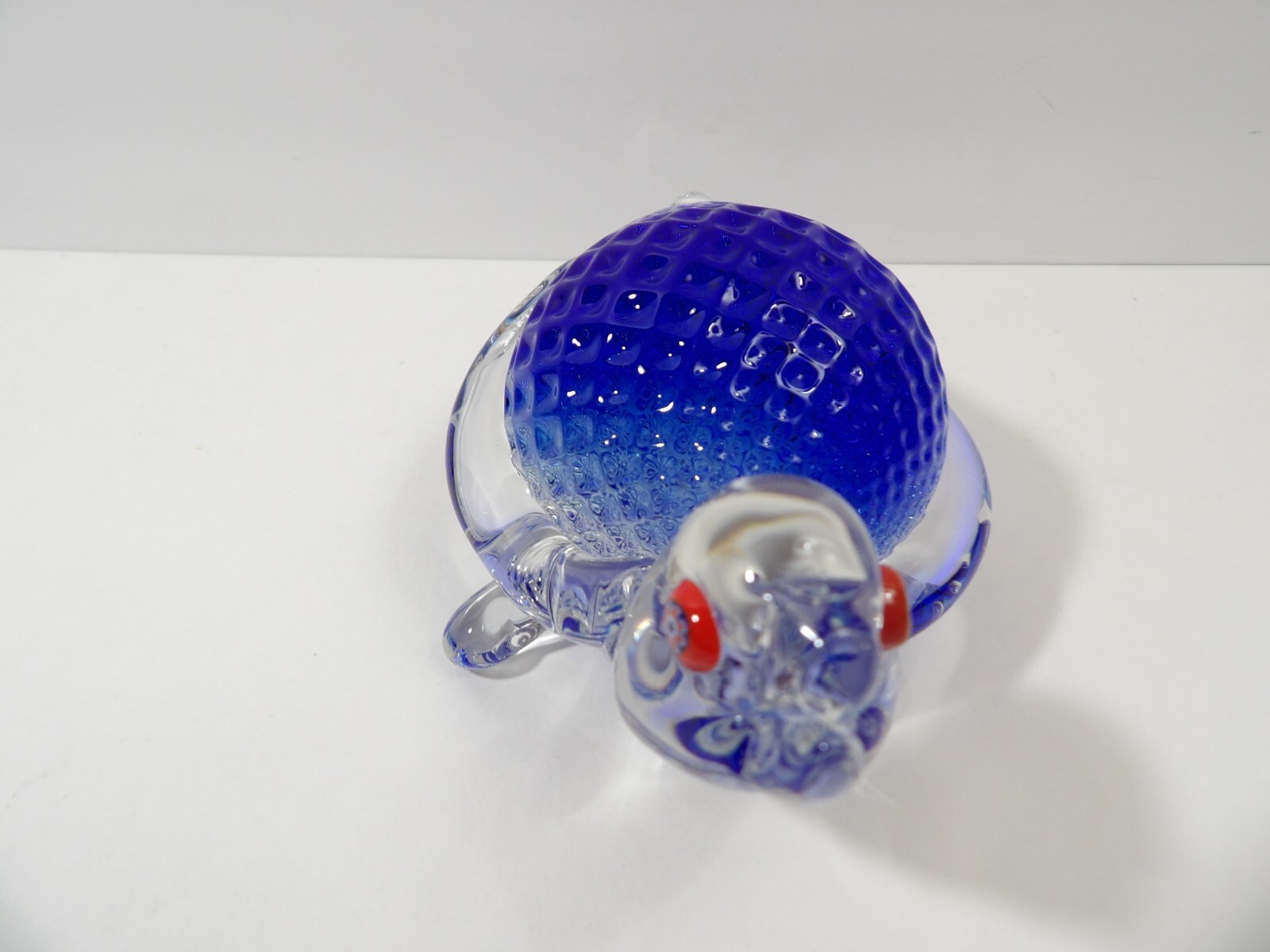 Rare Vintage Colorful Murano Glass Turtle Figurine ~ Clear & Blue ~ 5 3/8″ Long