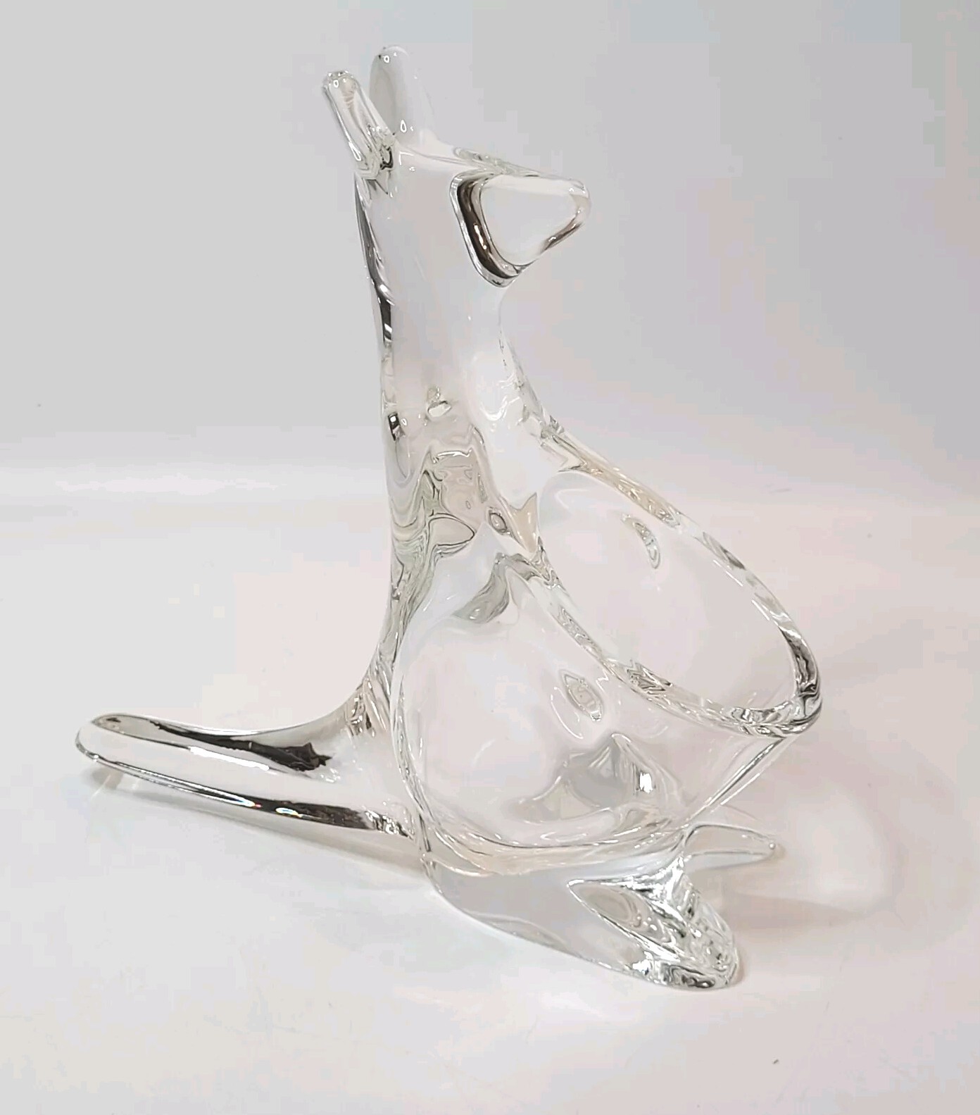 Sasaki Kangaroo Clear Crystal Paperweight/Trinket/Candy Dish Decor 7×8″