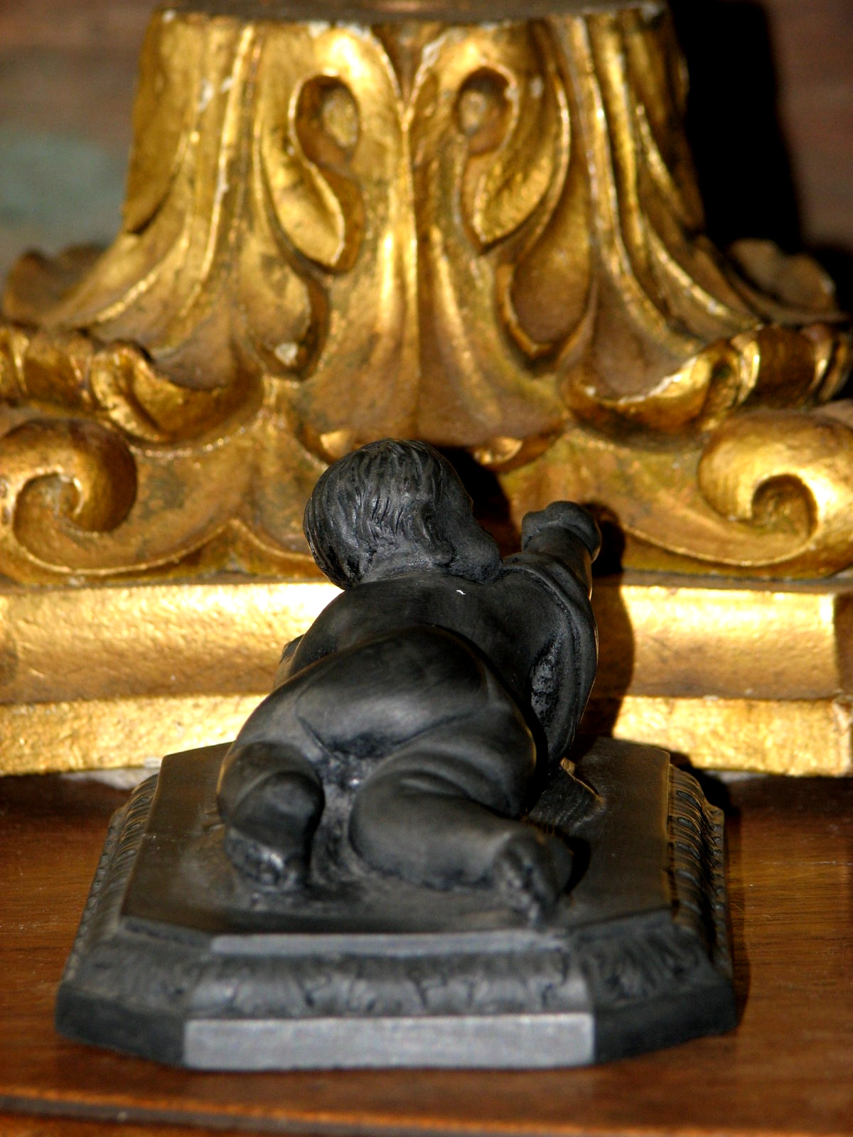 Antique 18thC Wedgwood English Basaltware Baby Figurine Figure Basalt Ware