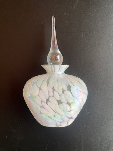 Silvestri White Iridescent Perfume Bottle with Stopper