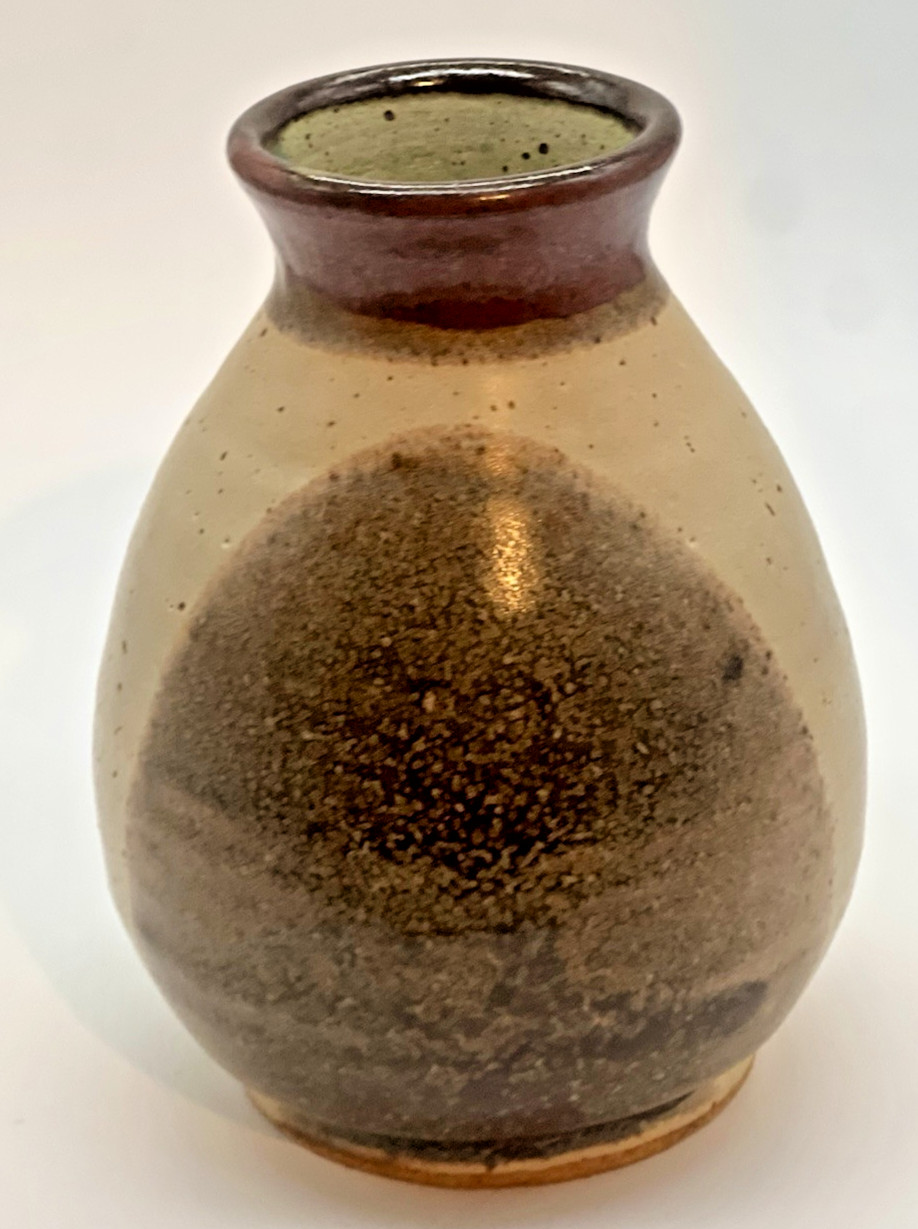 Studio Art Pottery Vase Earth Tone Glaze Marked “B” Rustic Handmade Ceramic