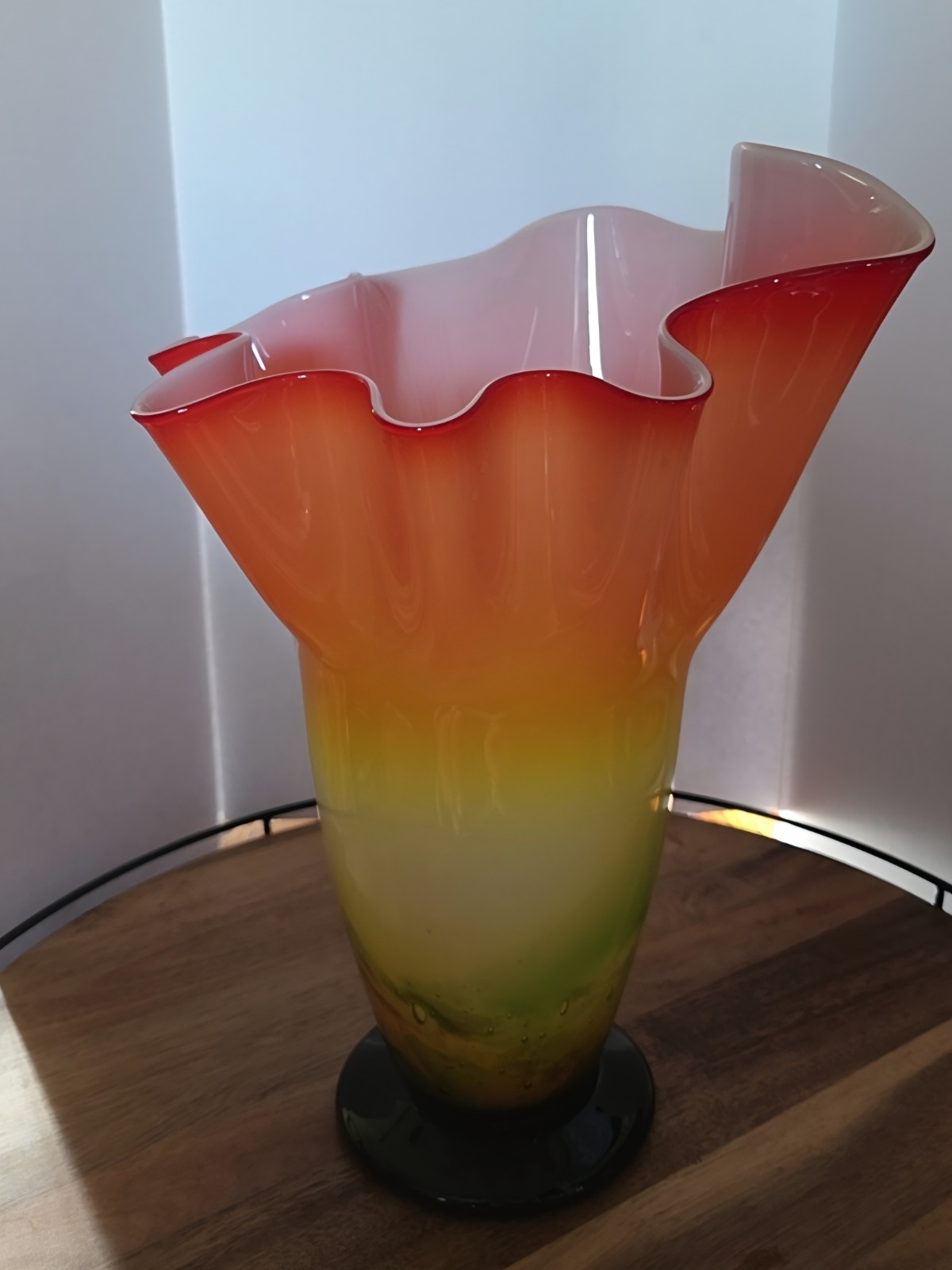 Mid 20th Century Murano Orange Freeform Handkerchief Footed Vase