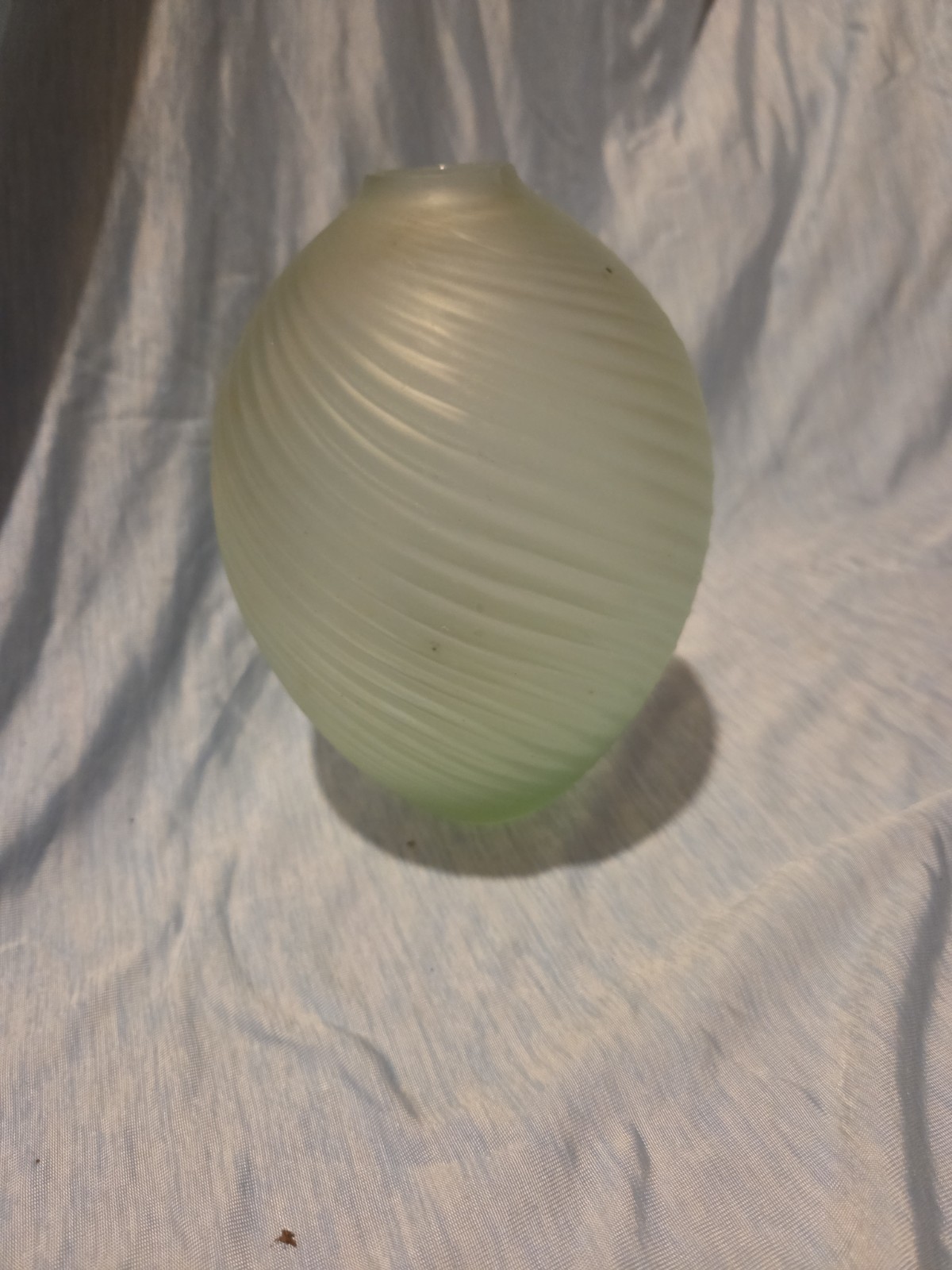 Balos Mouth blown Glass Vase Frosted Pale Green thin swirl vintage bud