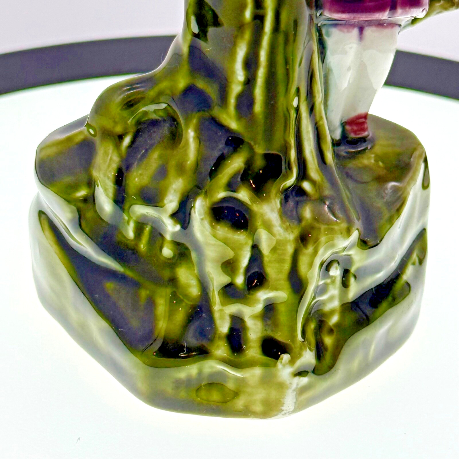 Antique French Majolica Bud Vase Figural Pottery Spill Vase Read