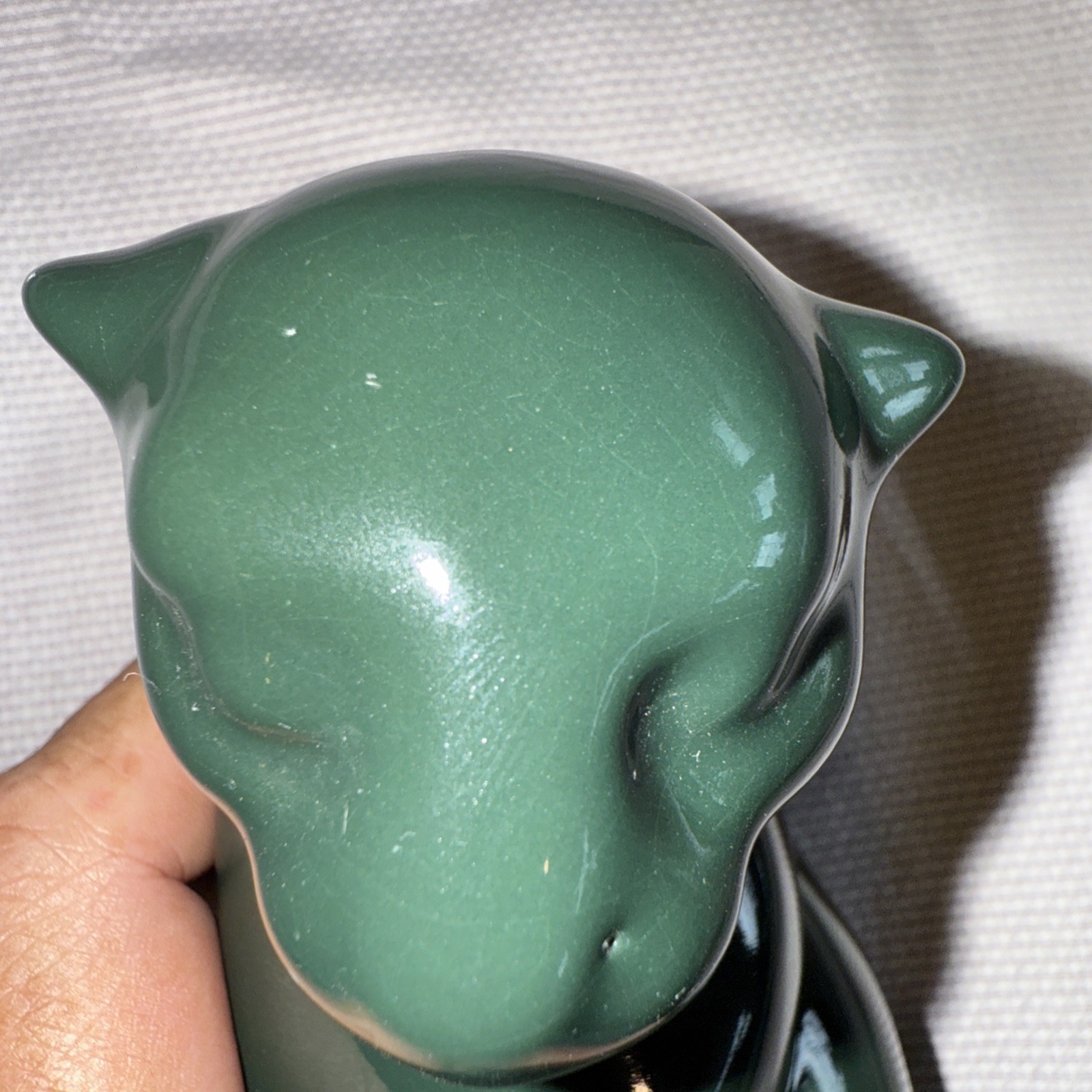 Frankoma Seated DARK GREEN Panther Puma Jaguar Figurine #114 (1934-38) EXCELLENT