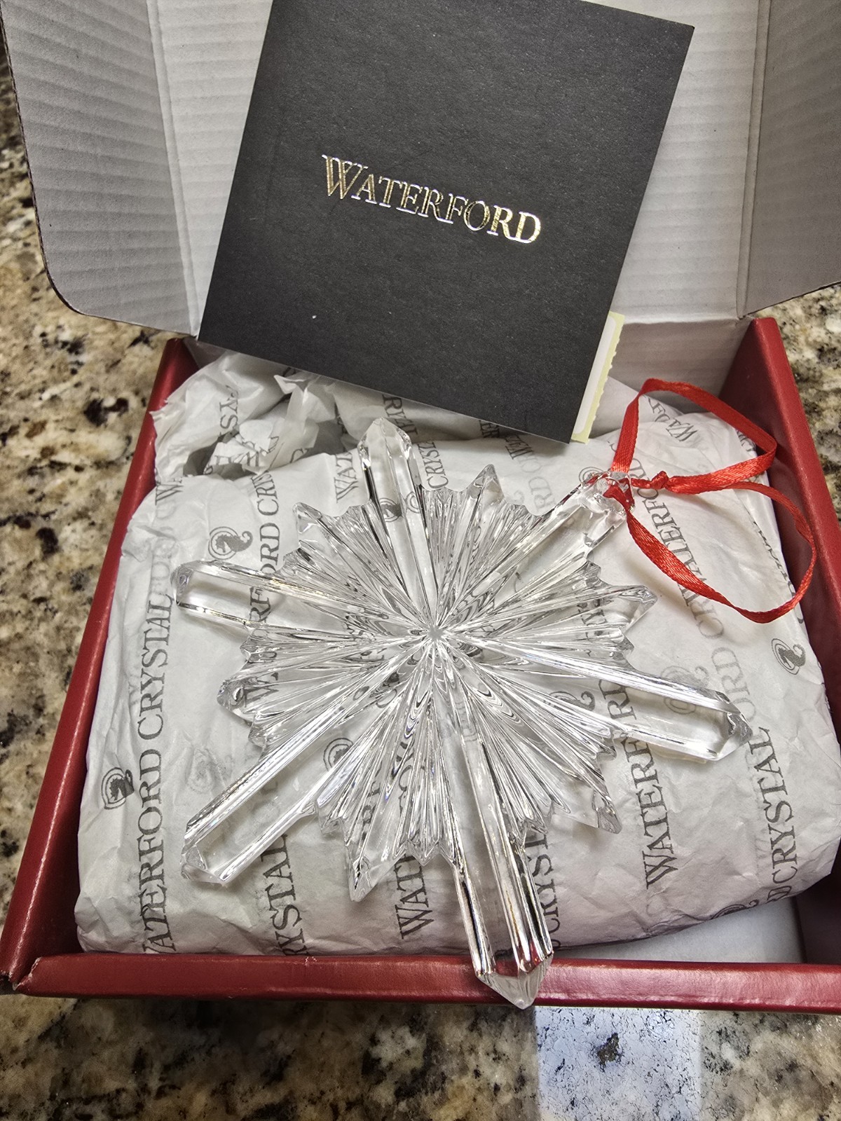 WATERFORD Snowstar Snow Star Crystal Christmas Ornament 1052540 MINT CONDITION