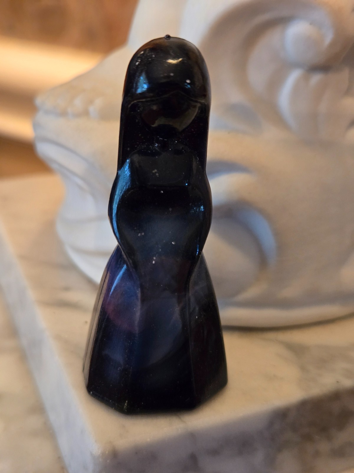 VTG – JENNY DOLL 2 1/4”H -VI HUNTER Mosser Glass -DARK COBALT BLUE – w/BOX
