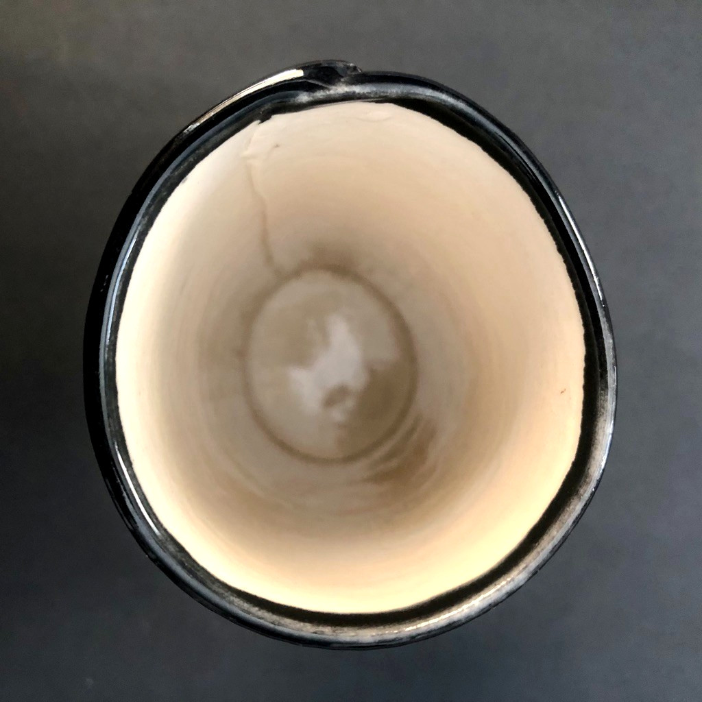 Post Modern ASH WORKS Porcelain VASE 6.5″ ~ High Fired Geometric Cylinder 1992