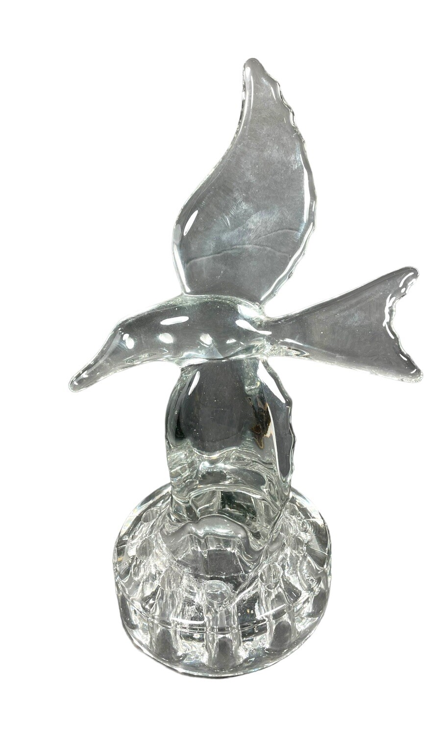 Cambridge Glass Sea Gull Bird In Flight Flower Frog Figurine Clear Glass