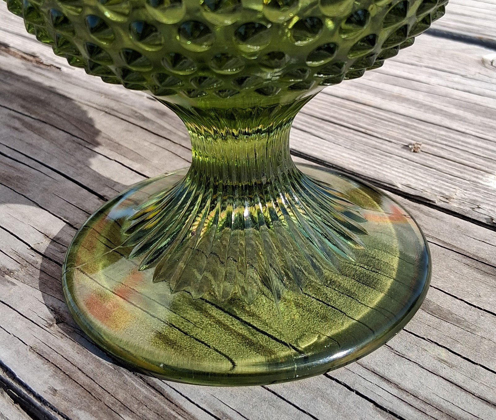 Gorgeous 21″ Fenton Hobnail Colonial Green Swung Vase 1963-1977