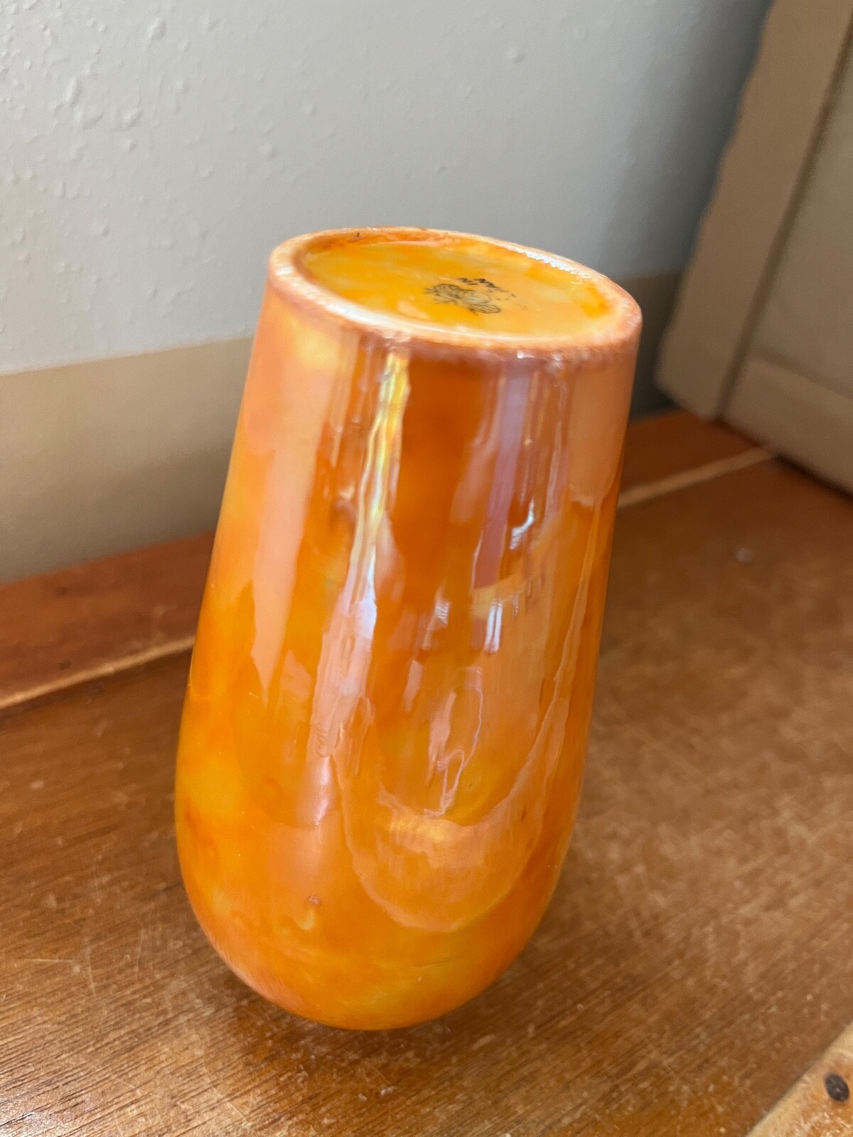 Vintage Made in Japan Marked Small Yummy Orange Luster Porcelain Vase – 4.75 in