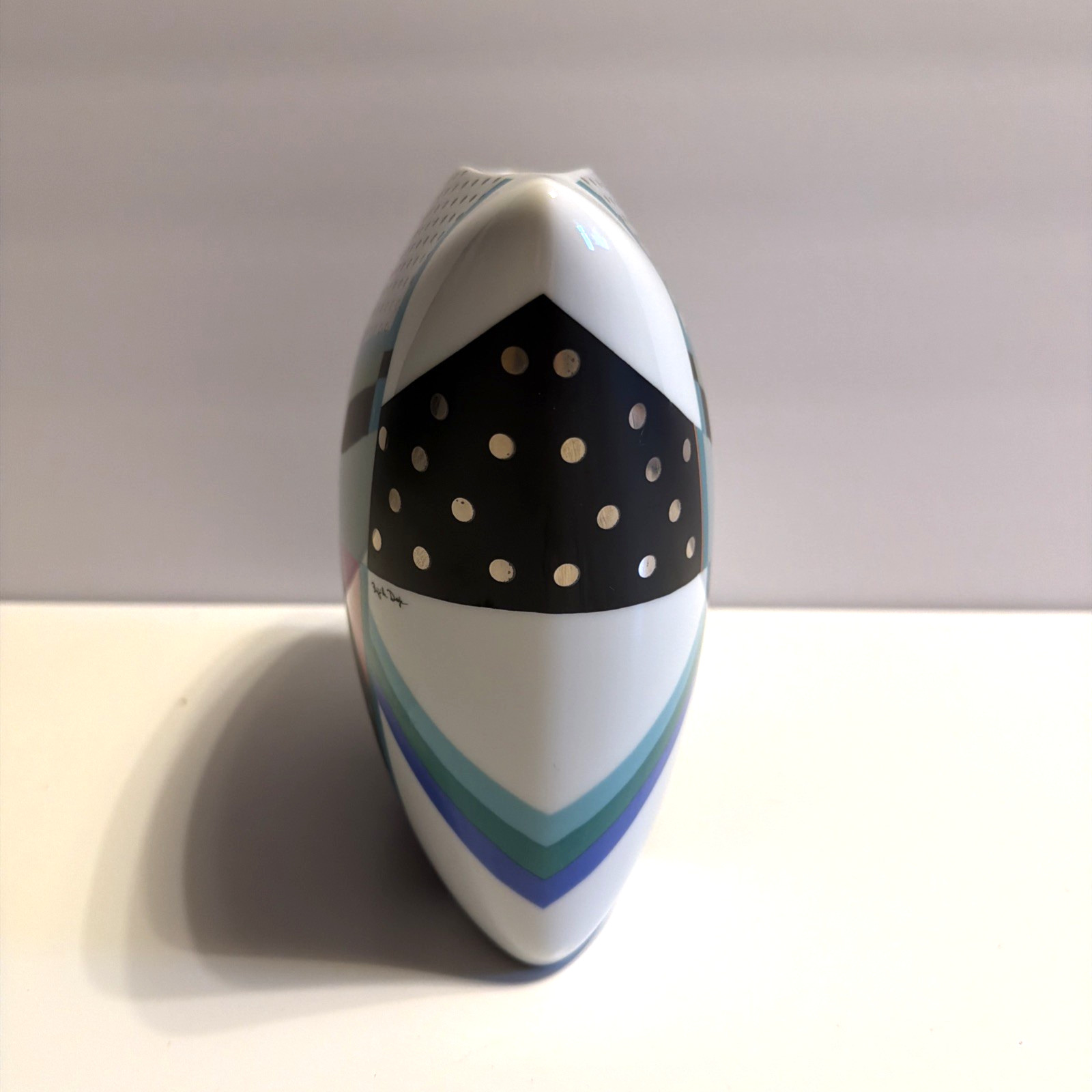 Rosenthal Germany Raymond Waites Memphis Style Geometric Art Deco Vase 7 Inch