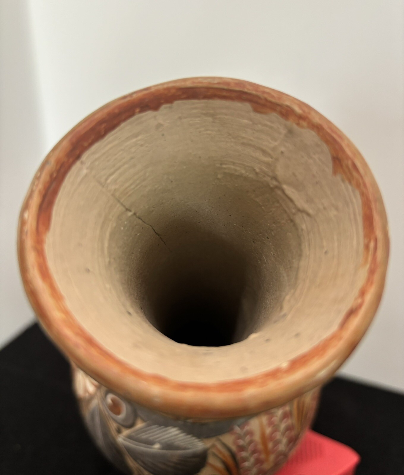 Vintage Tonala Style Folk Mestizo Clay Ceramic Vase Hand Turned Handpainted