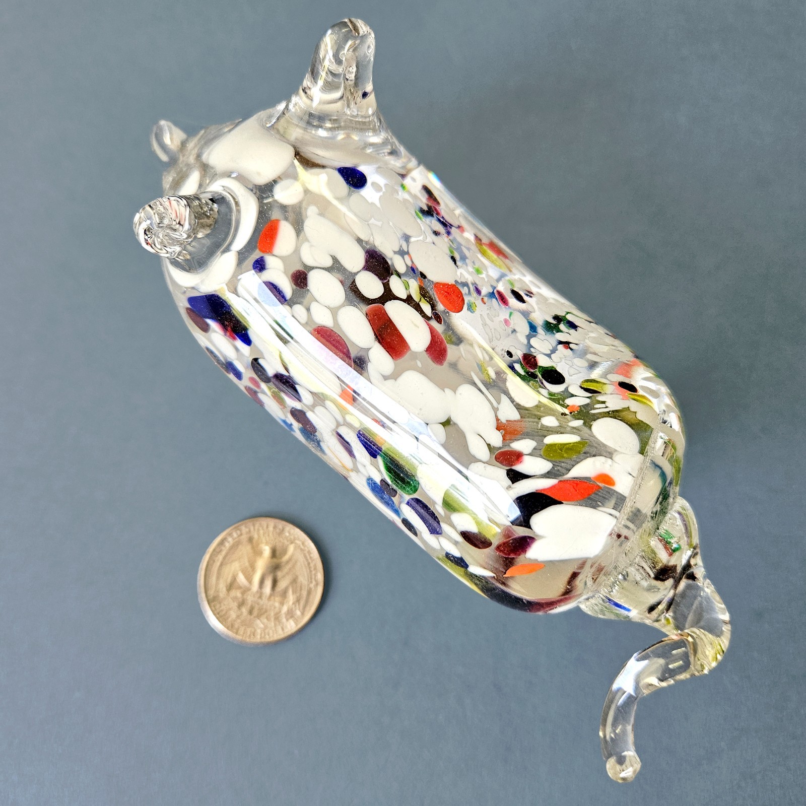 Art Glass Pig Hog Boar Multi Color Paperweight (AS-IS: Chipped Tail Tip)