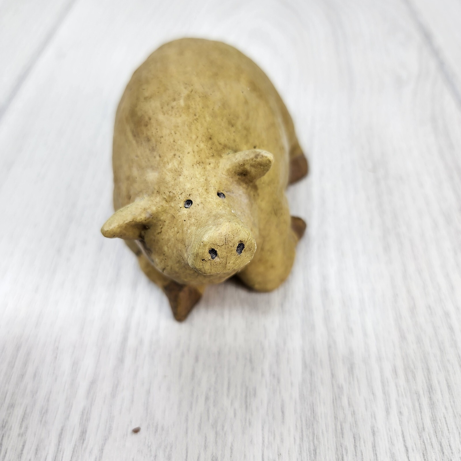 Art Pottery Pig Figurine Clay or ? Resin 2×4 Small Farm Hog Country Cottage Core