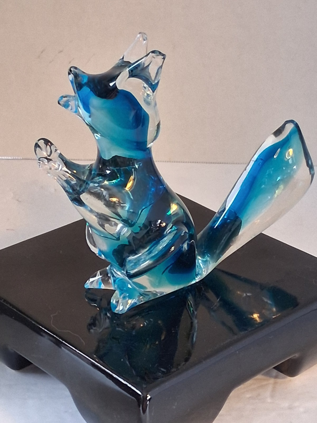 VTG Murano Artas Sommerso Tech. Blue Glass Fox Figurine; Hand Blown; EUC/Mint!