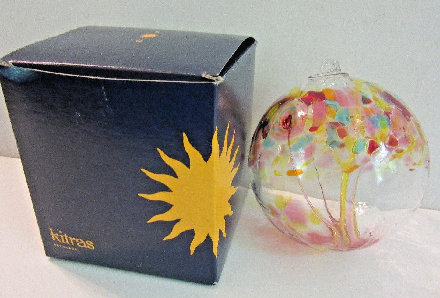 Kitras Art Glass TREE of MINDFULNESS 6″ Orb Ornament Enchantment Collection
