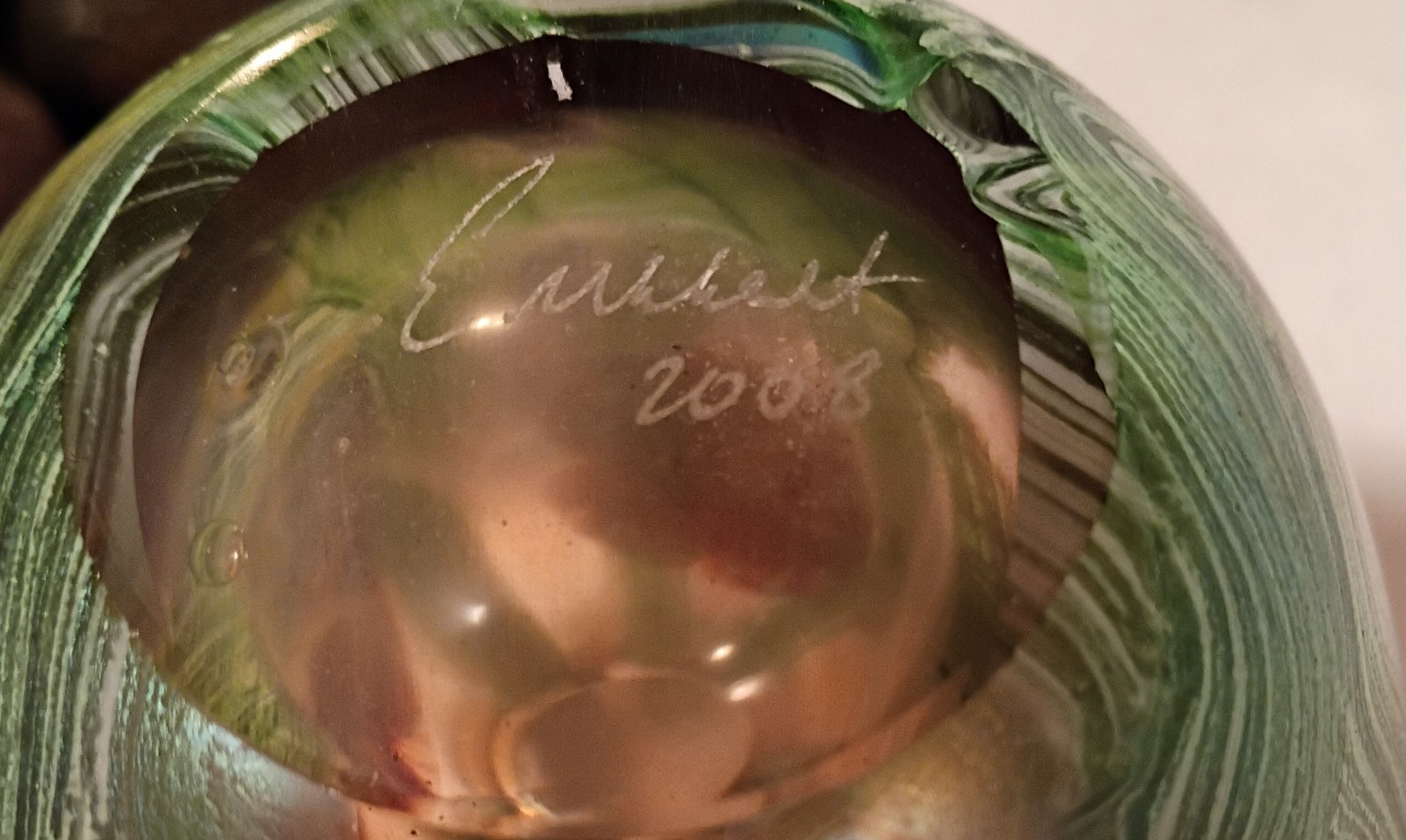 OOAK 2008 Signed Robert Eickholt 9.75″ Iridescent Sea Flowers Art Glass Vase
