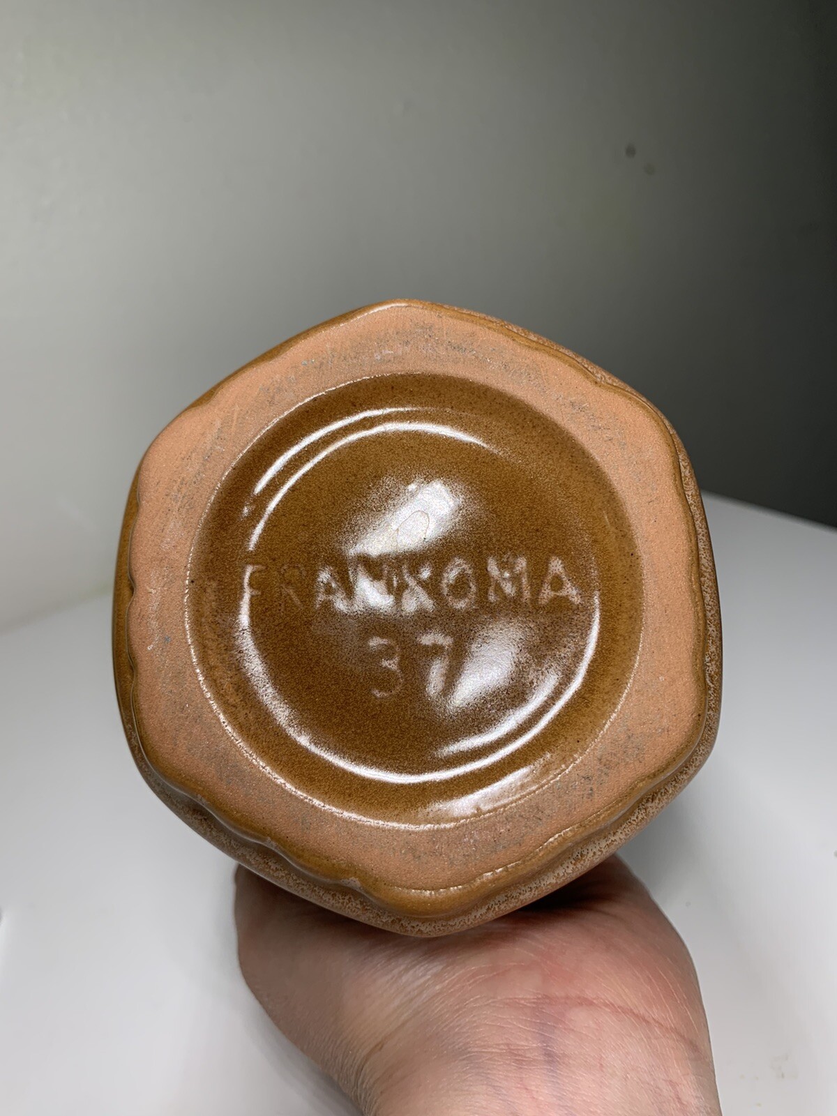 Vintage Frankoma Pottery Planter Scalloped Top #37 Caramel Brown