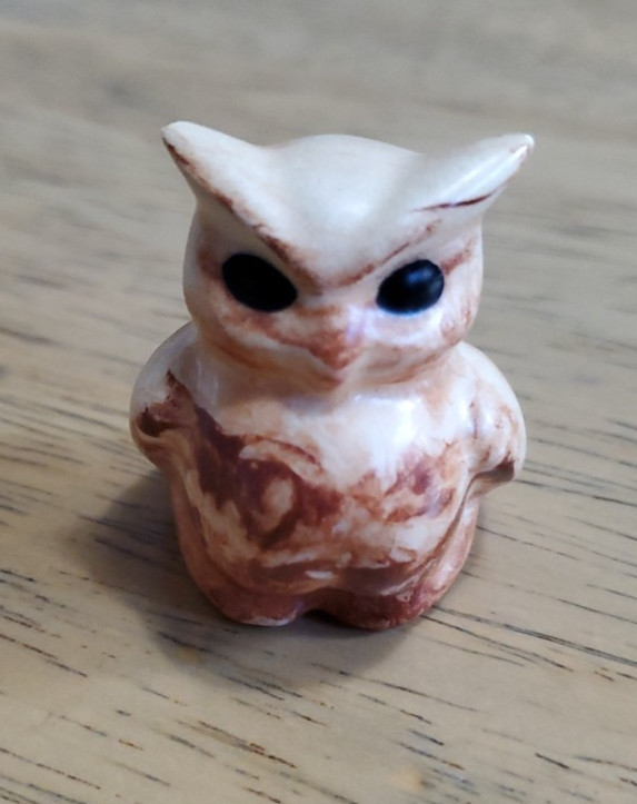 Sitka Clay Alaska Brown and Cream Owl Figurine Signed LAC