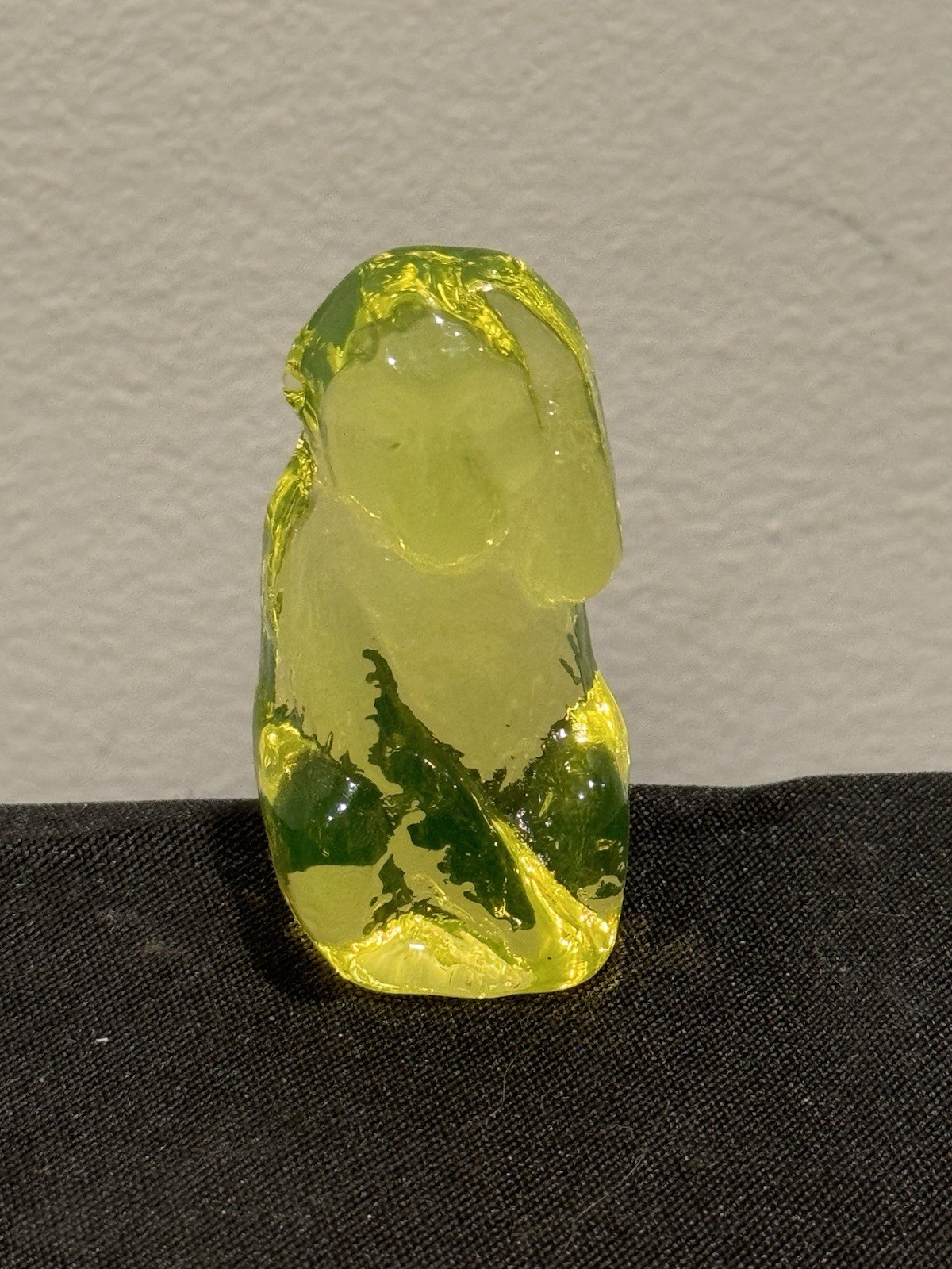 Uranium Glass Figurine Monkey Vaseline Yellow Glass Animal Glass Statue Art Deco