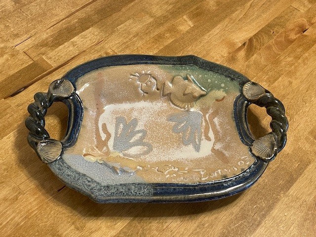 Sea Oat Studio Coastal Pottery 3D Pattern Seascape Fish – Signed Burrow 03