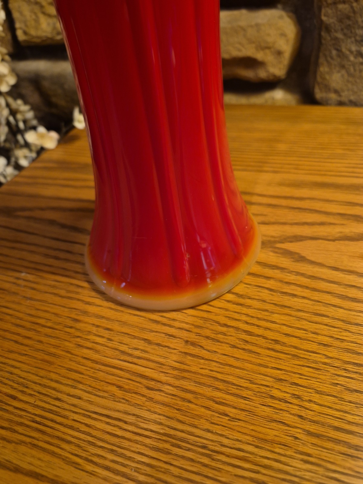 Vintage L.E. Smith Bittersweet Slag Glass 12.75 ” Swung Vase Simplicity Ribbed