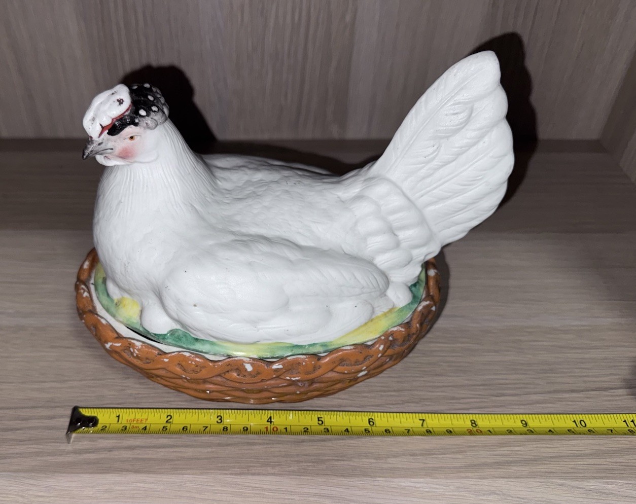 Antique Staffordshire Pottery Hen On Nest Lidded Dish “Marked G” From late 1800s