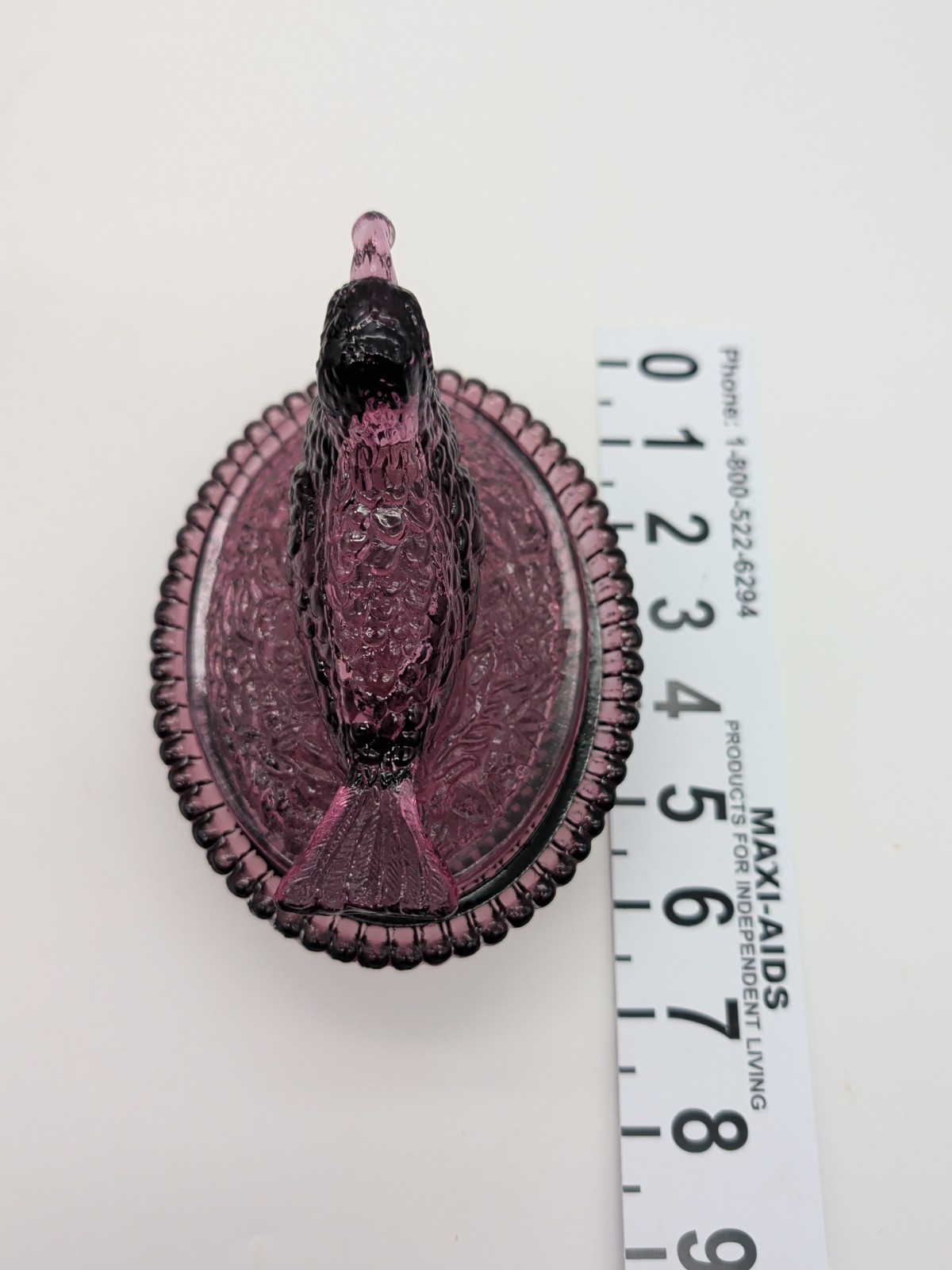 Early Degenhart Glass Taffata Amethyst Purple Robin On Nest Covered Dish 1960’s