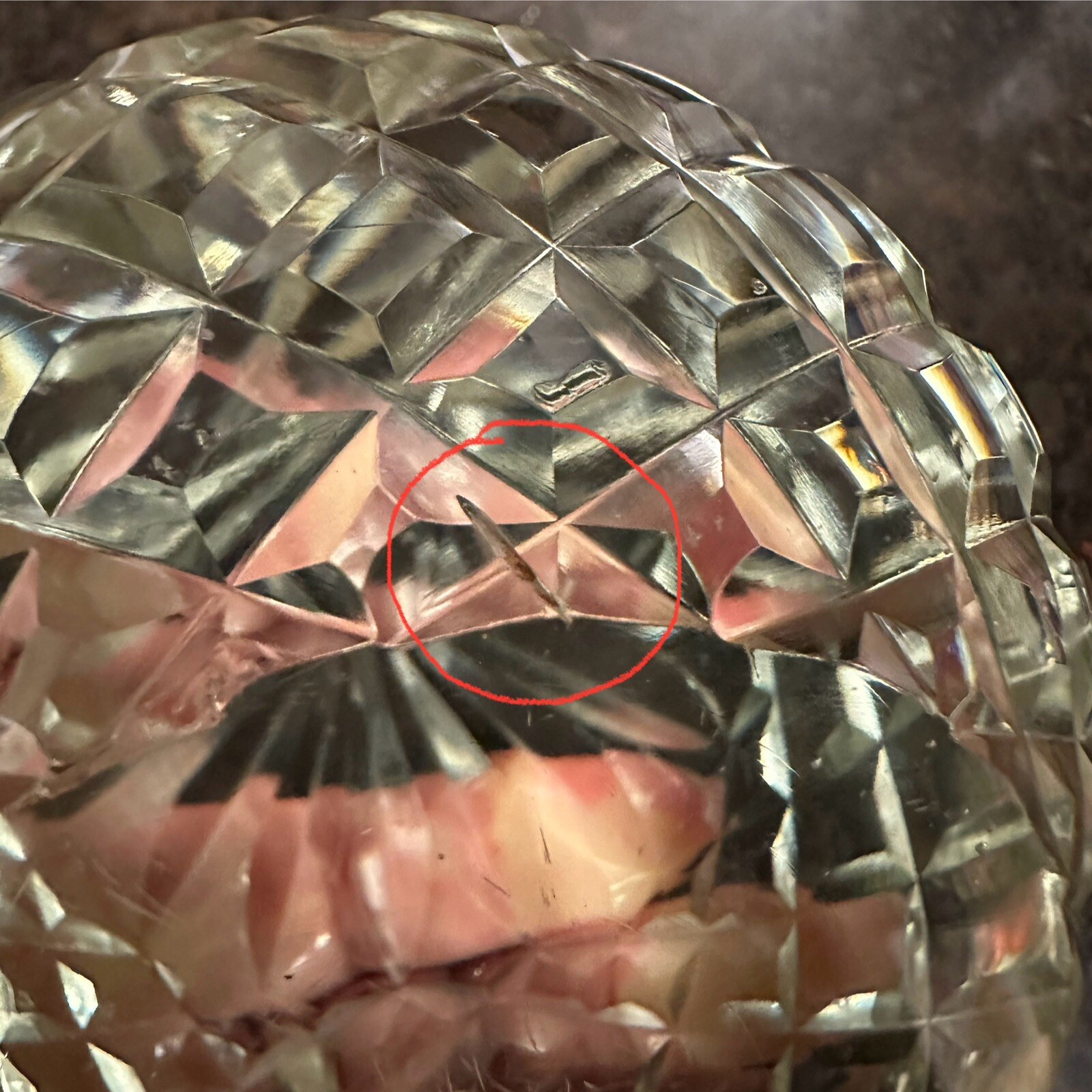 Clear Diamond-Cut Solid Crystal Glass Lg Globe Sphere Paperweight VTG 4 lb 4.25″