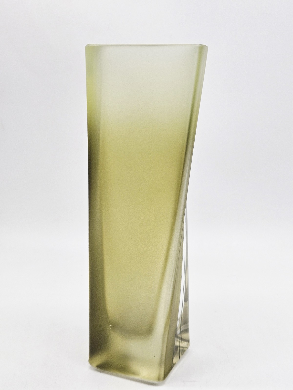Badash Evergreen 8-inch European Mouth Blown Hand Decorated Square Crystal Vase