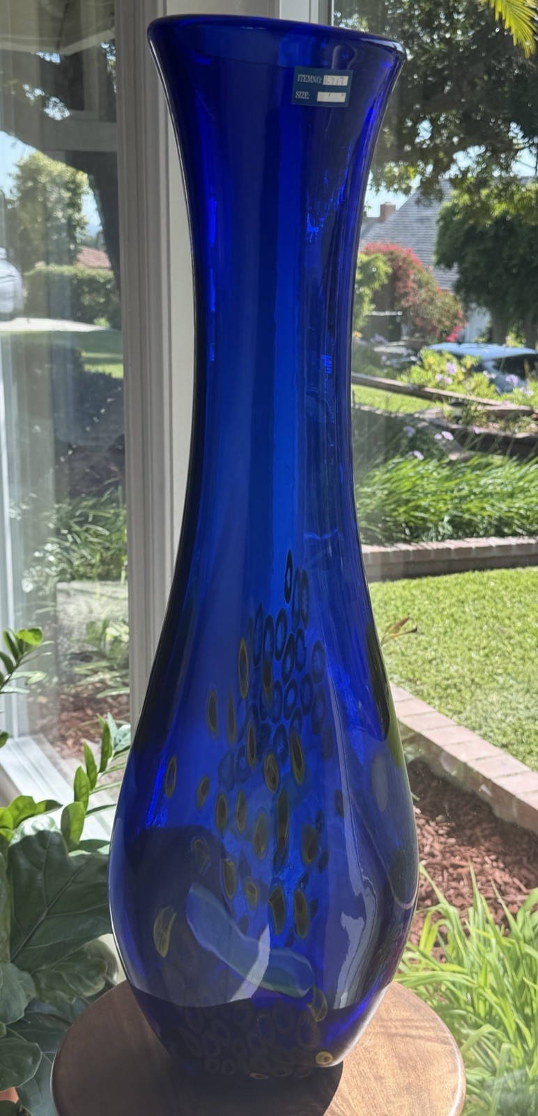 Huge 28” Cobalt Blue Millefiori Art Glass Vase SDS Seapoot Group Style