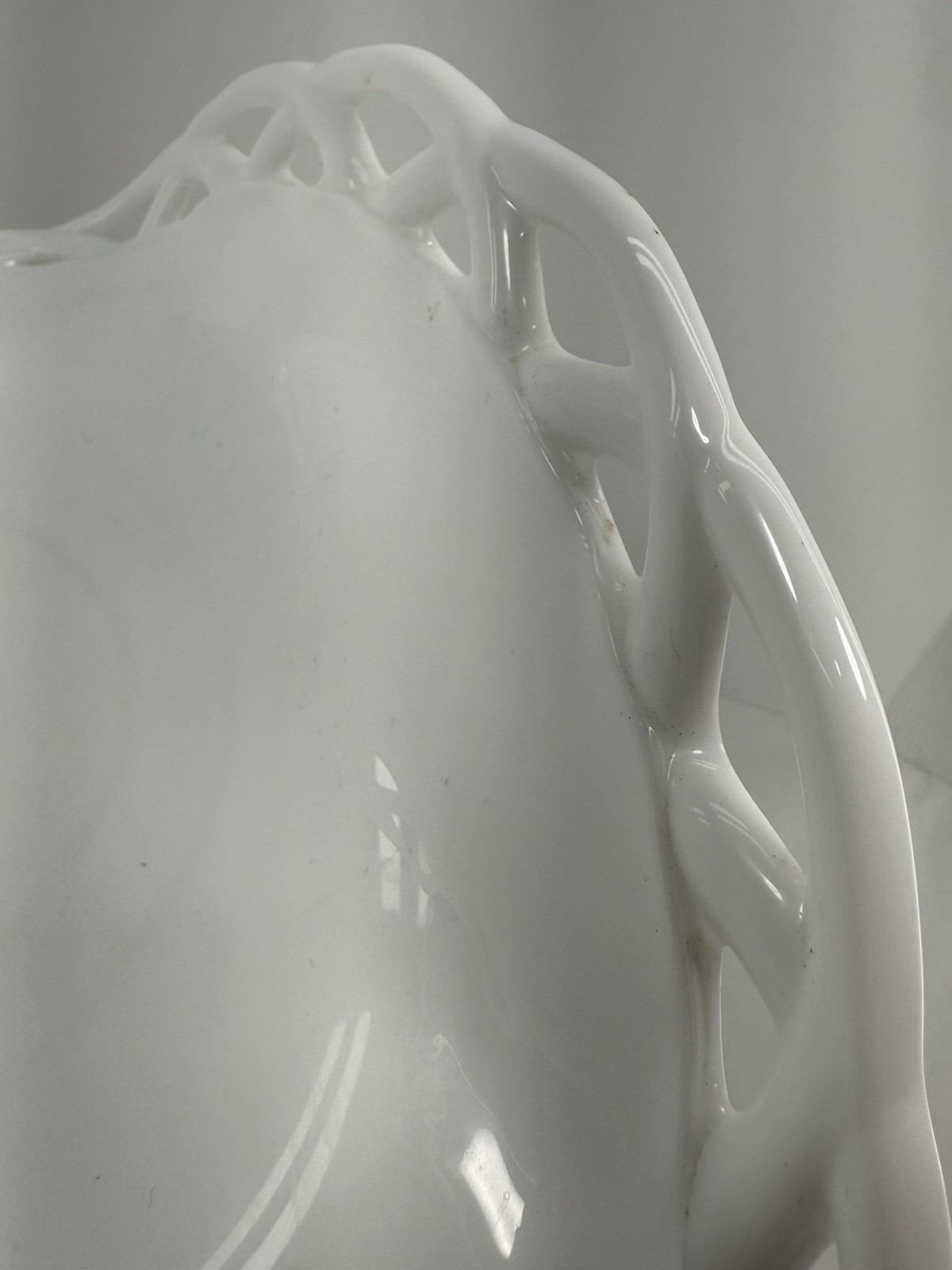 Colony Milk Glass Open Lace Pedestal Compote Fruit Bowl 13.75” Vintage EUC