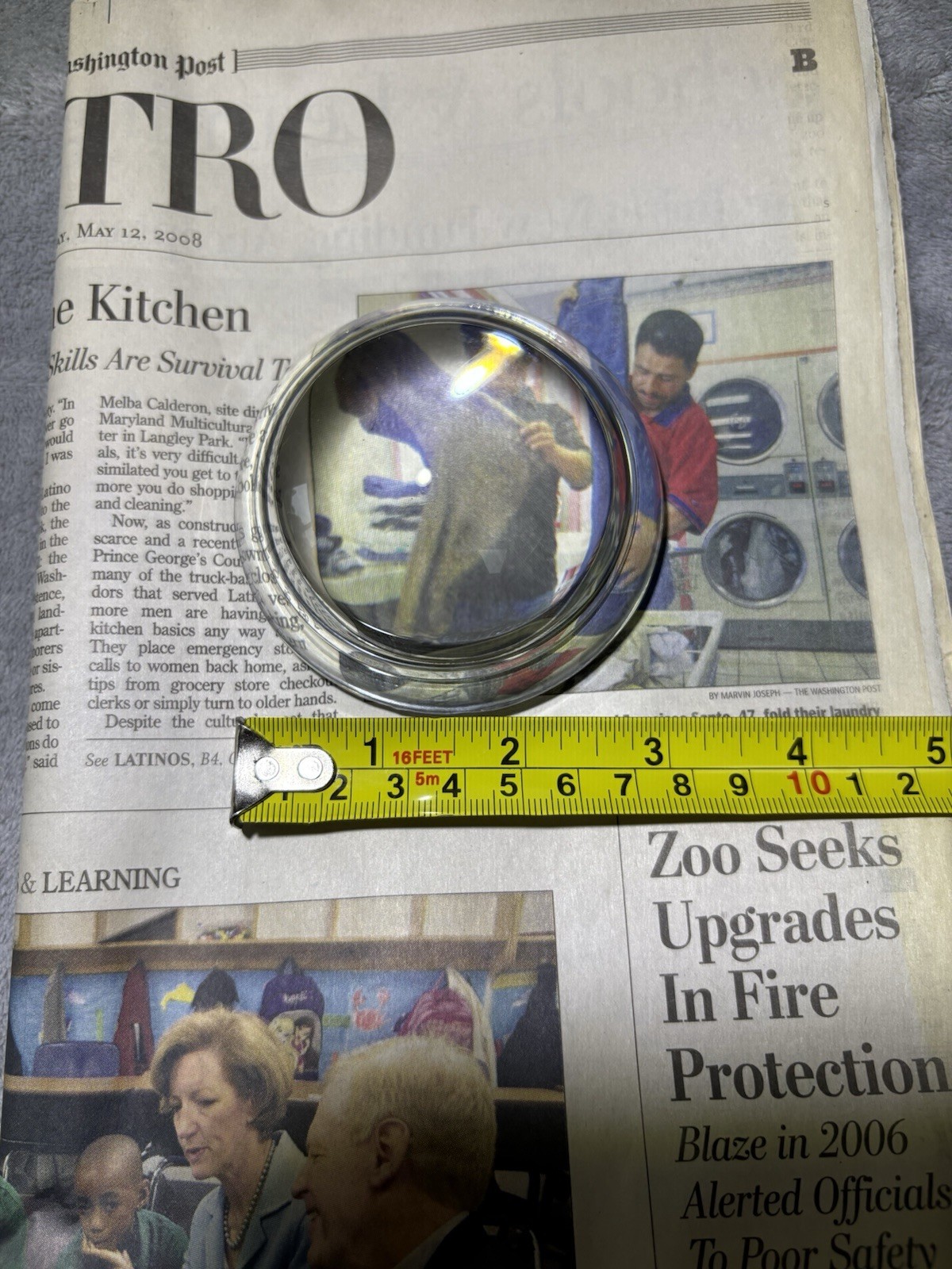 Glass Dome Magnifier/Paperweight, 3” Diameter by 1-1/2” Tall
