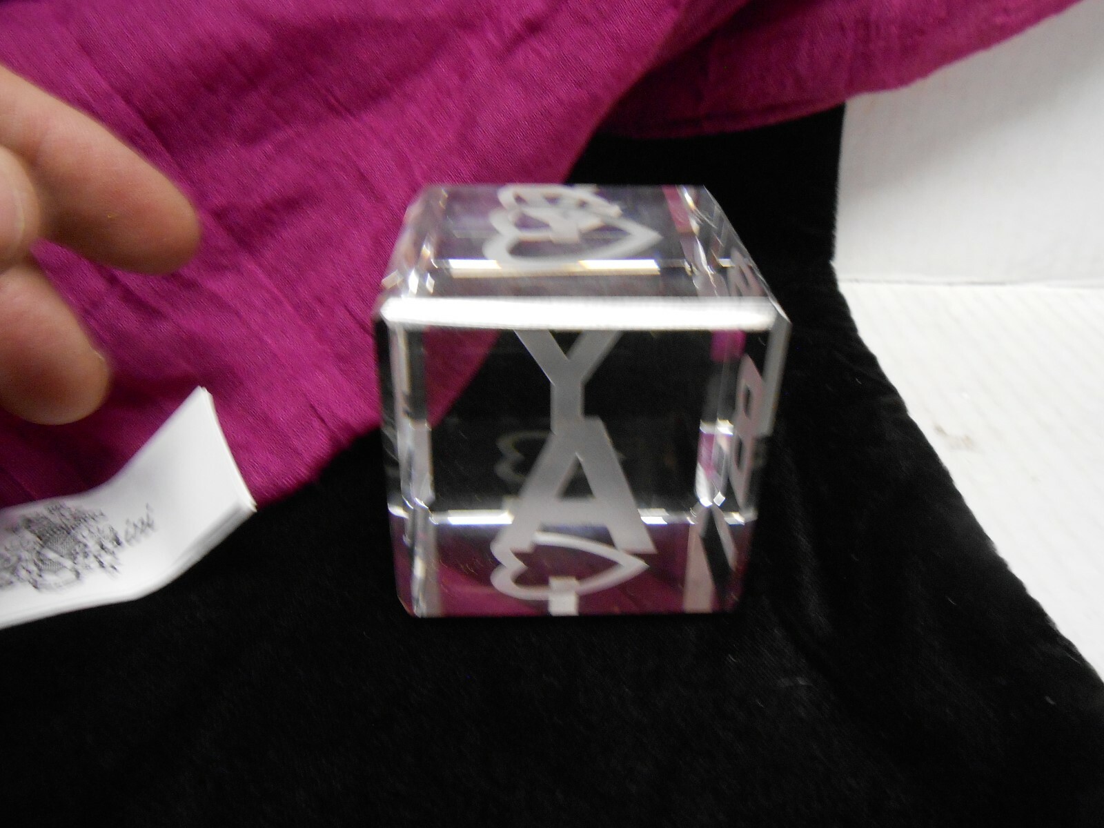 Oleg Cassini 2.25” BABY BLOCK Paperweight, optic crystal; NEW in box