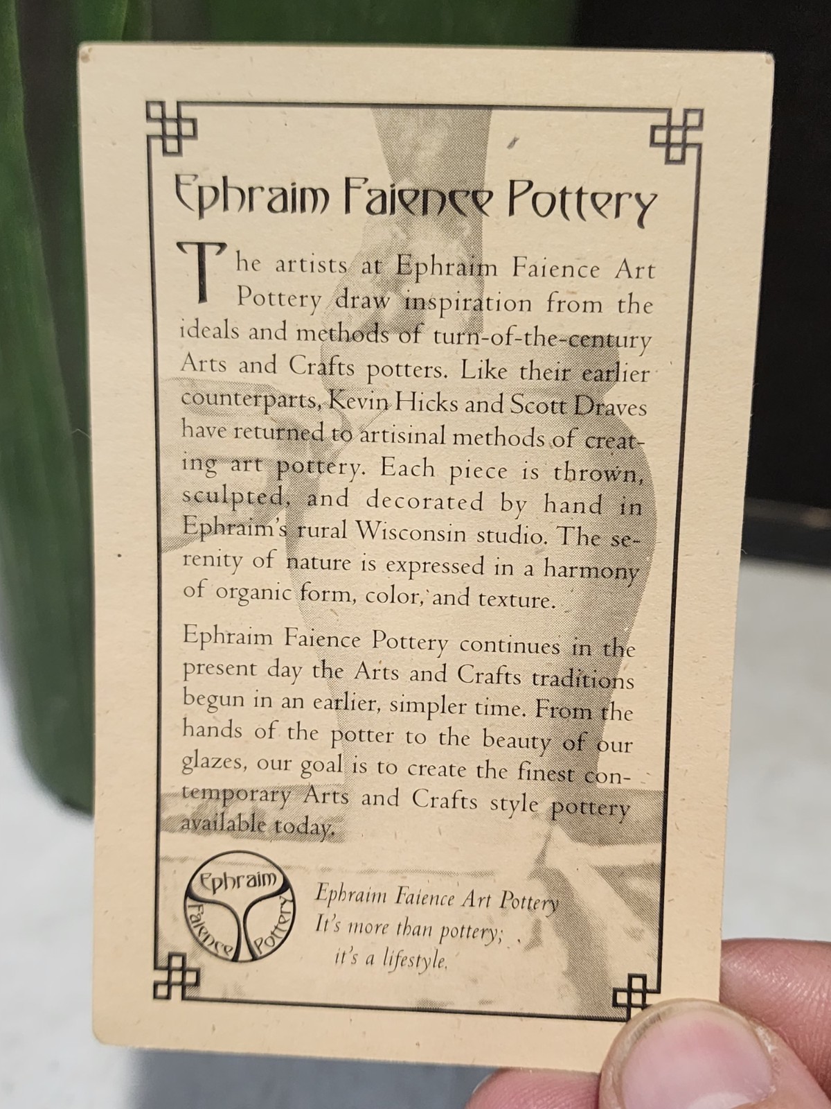 Ephraim Faience Raised Iris Vase Signed By Keith Hicks 11.5″ Green Glossy Finish