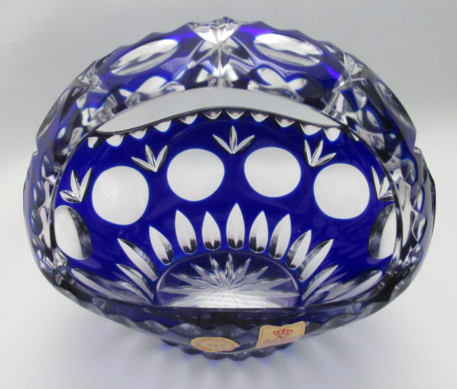 Nachtmann Bleikristall Cobalt Blue Cut to Crystal Glass Basket- Original Labels
