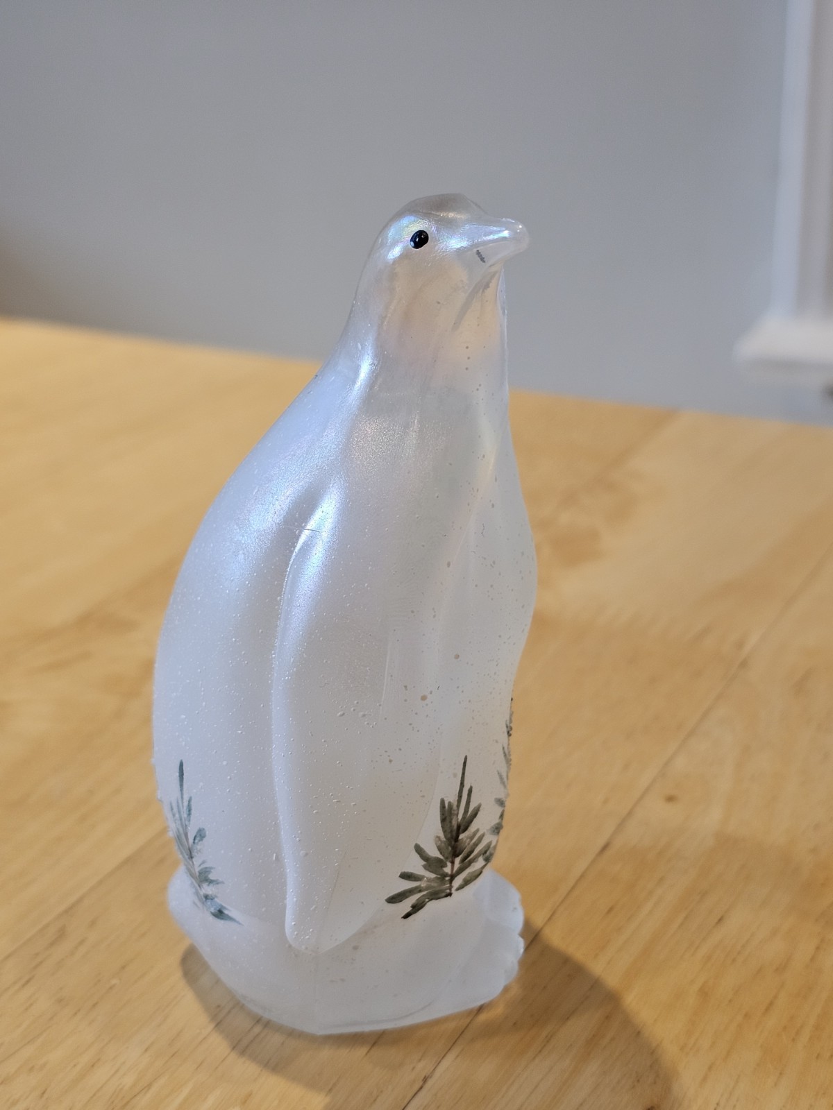 Fenton Hand-Painted Art Glass Penguin – Woodland Frost on Iridescent Glass